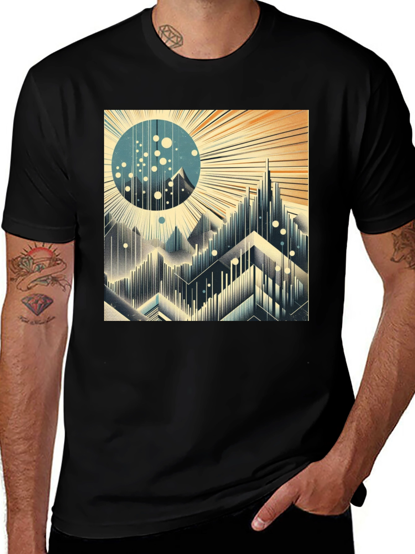 Variant 25 of Abstract Cityscape Graphic Tee - Modern Design