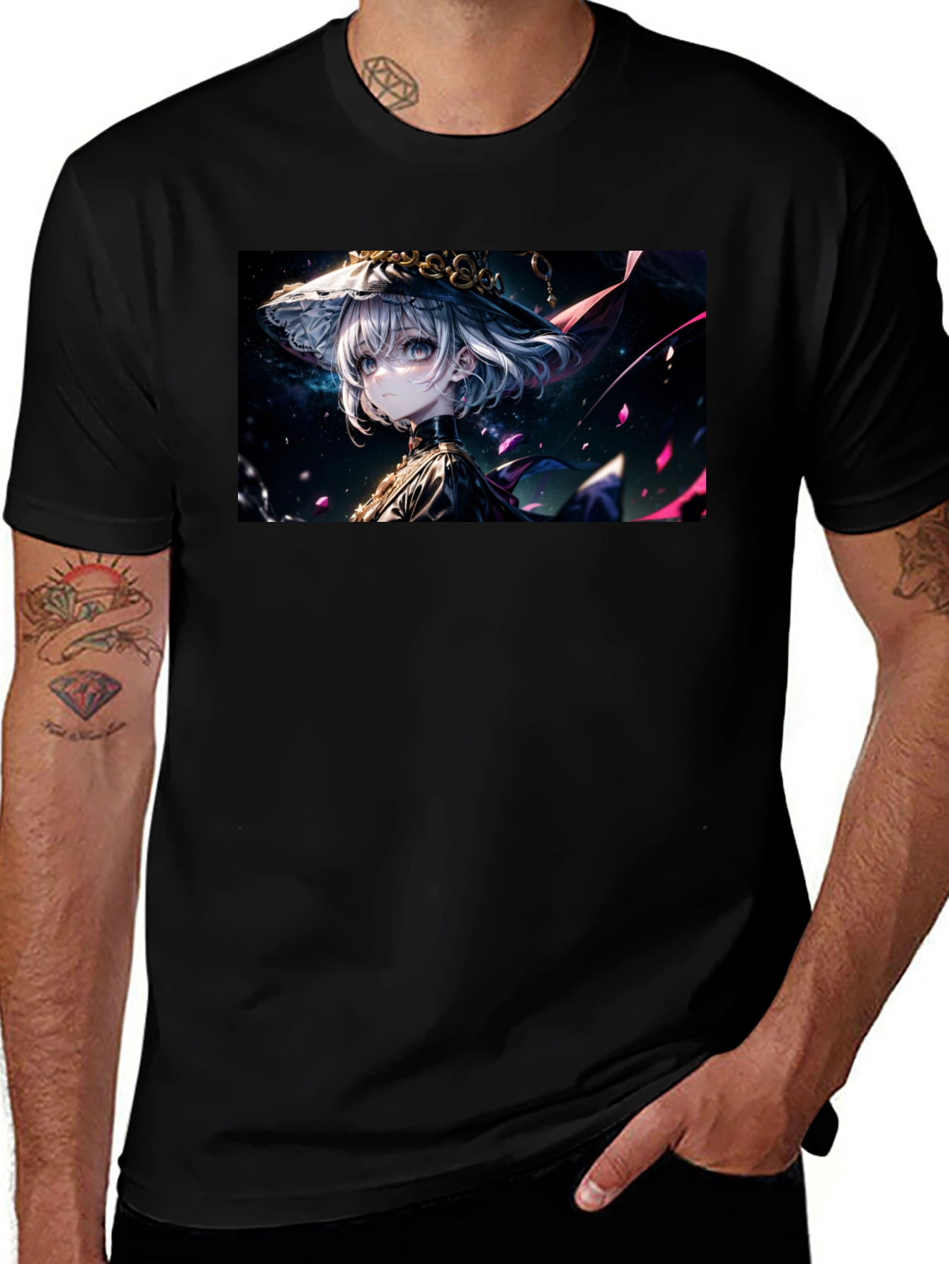 Variant 3 of Anime Girl Graphic Black T-Shirt