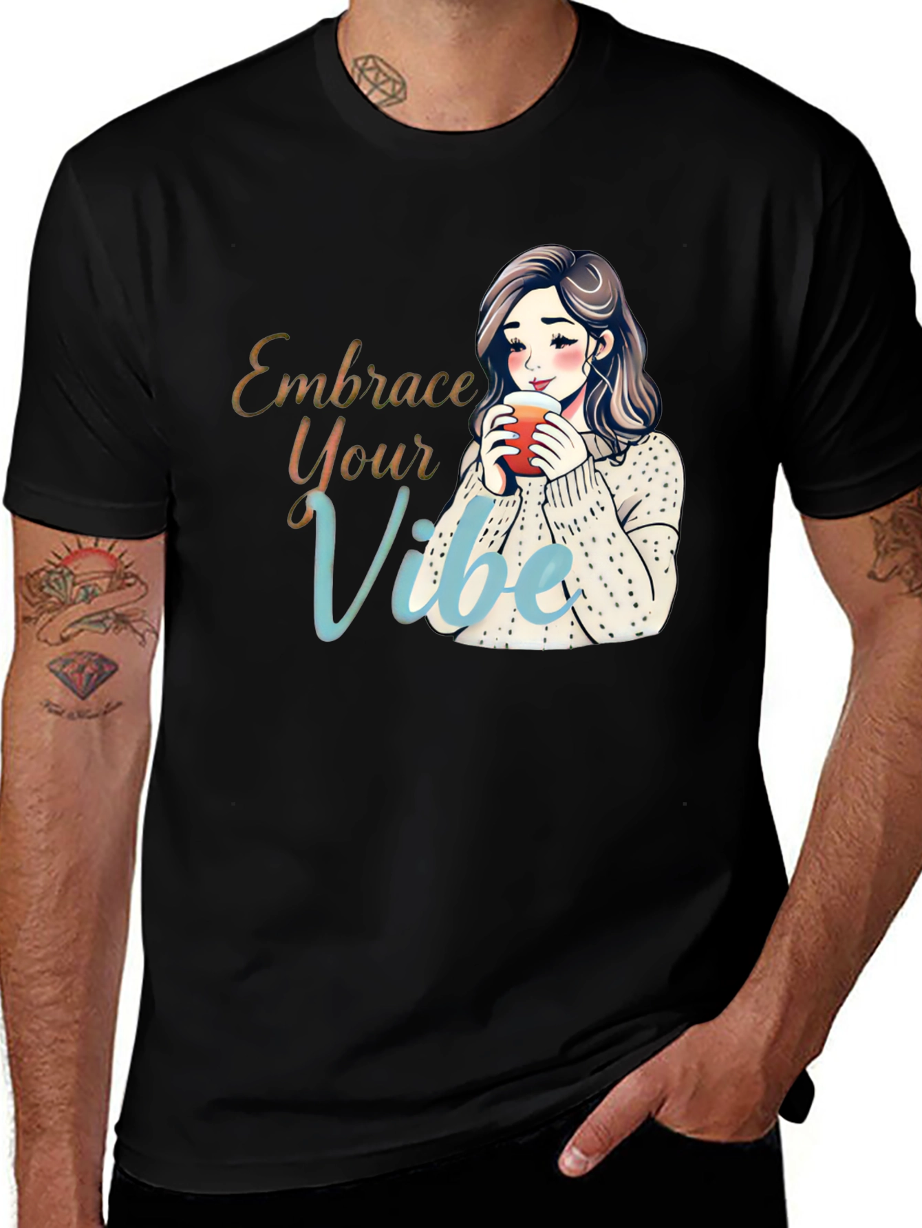 Variant 12 of Embrace Your Vibe T-Shirt - Cozy Girl Cartoon