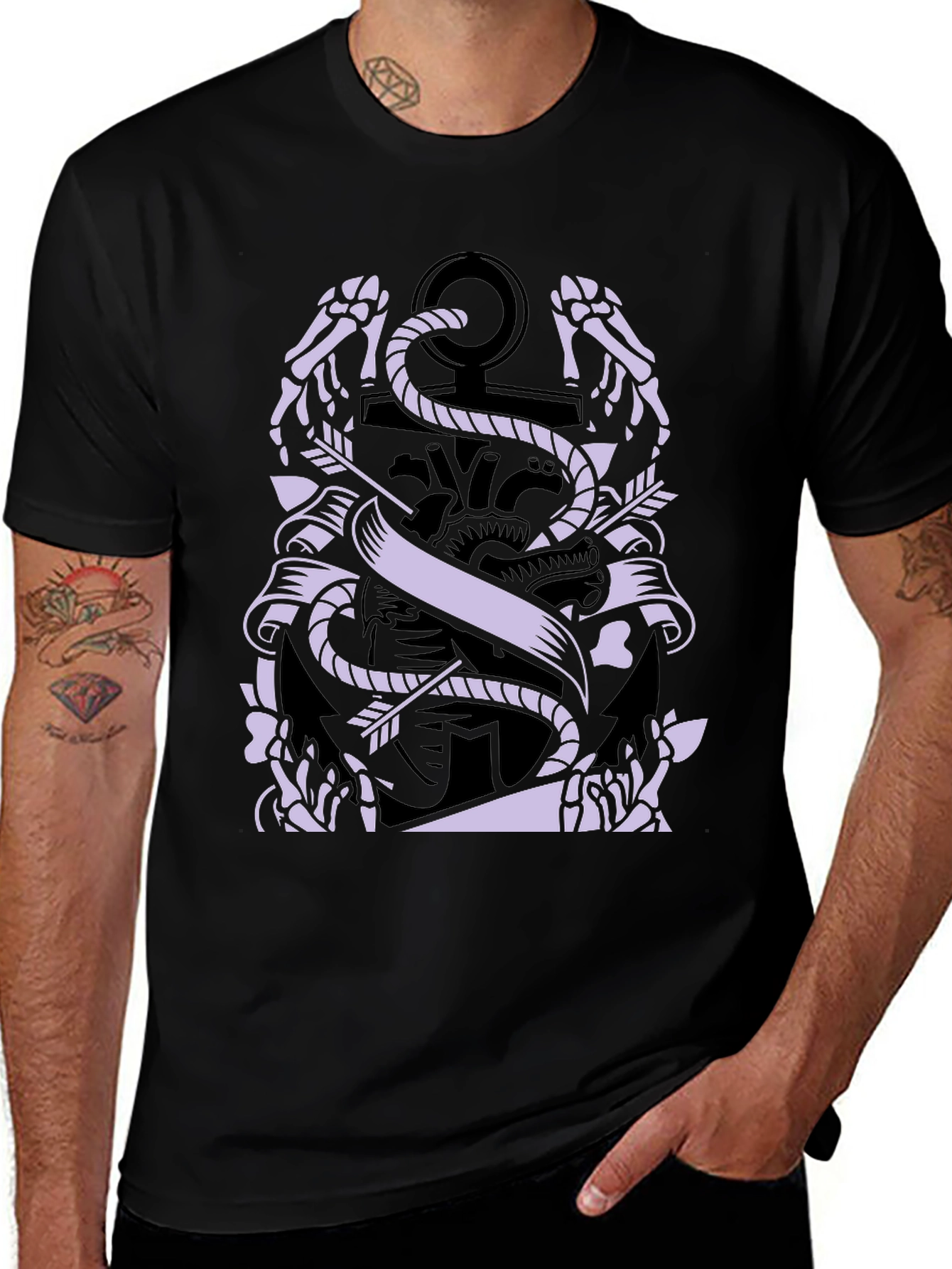 Variant 2 of Anchor Heart Skeleton Hands Arrow T-Shirt