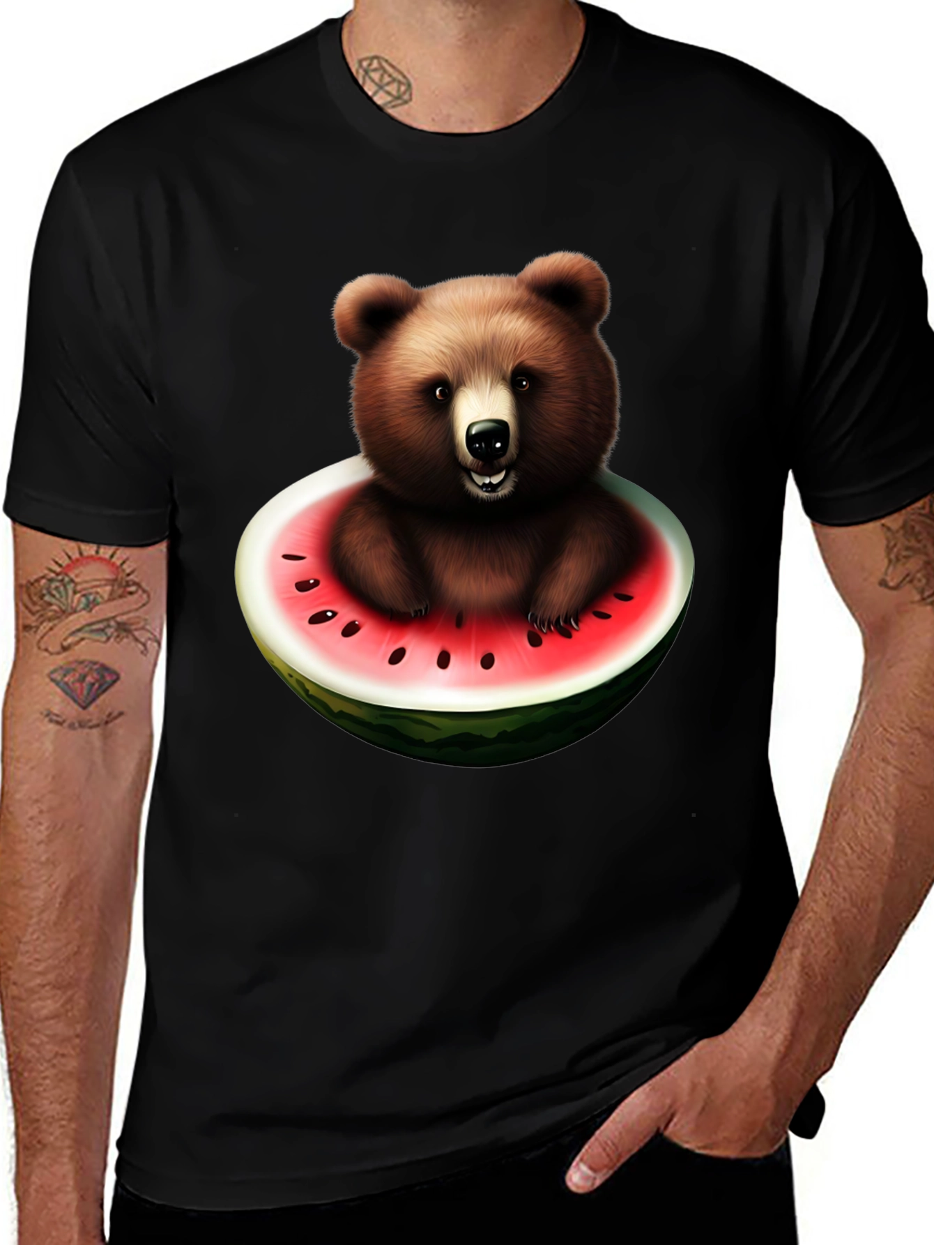 Variant 9 of Bear in Watermelon T-Shirt - Unique Graphic Tee