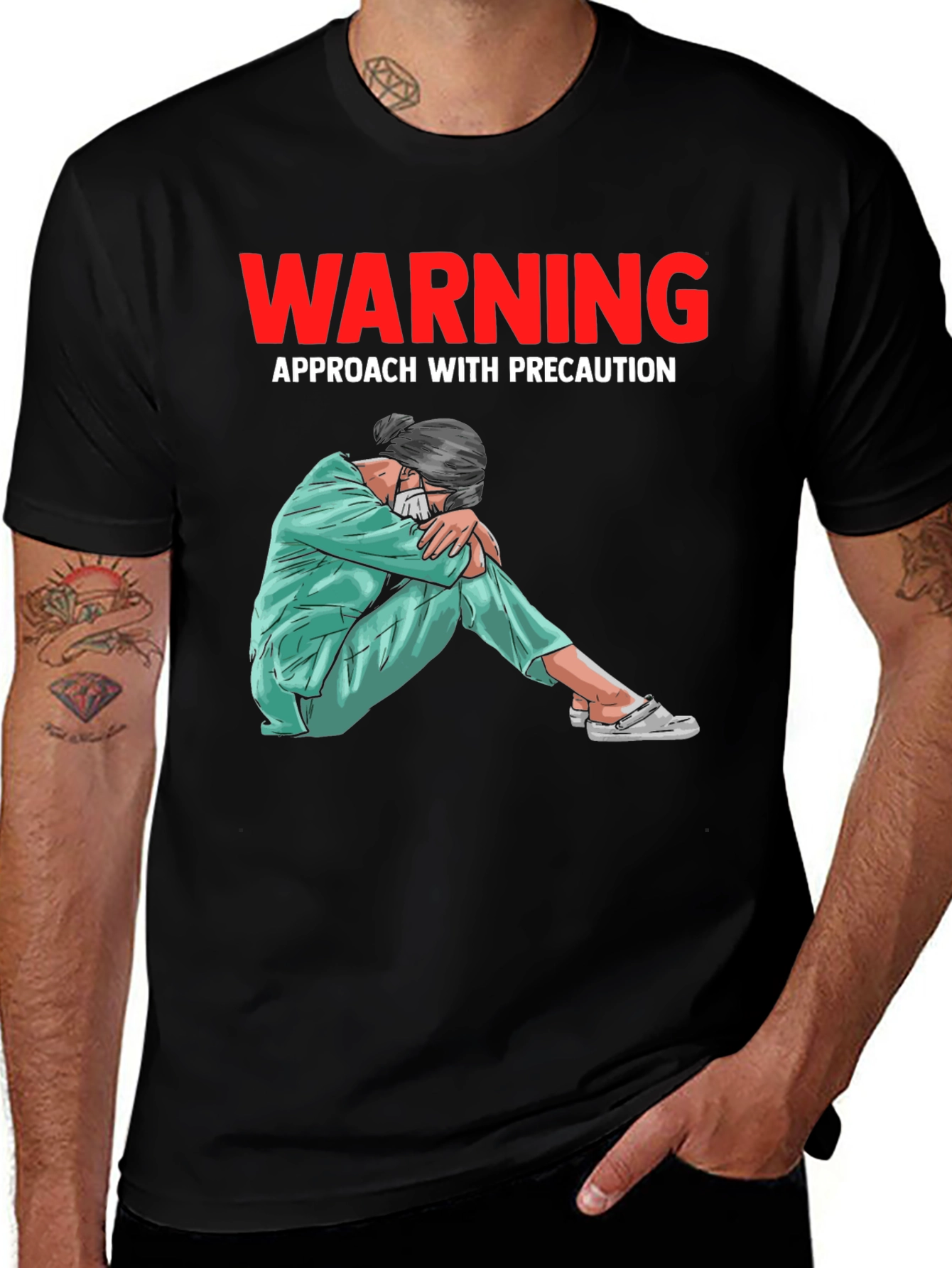 Variant 29 of Warning T-Shirt: Approach with Precaution