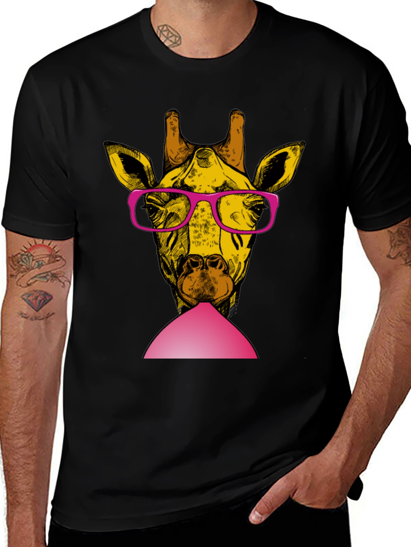 Variant 9 of Giraffe in Glasses T-Shirt - Novelty Animal Tee