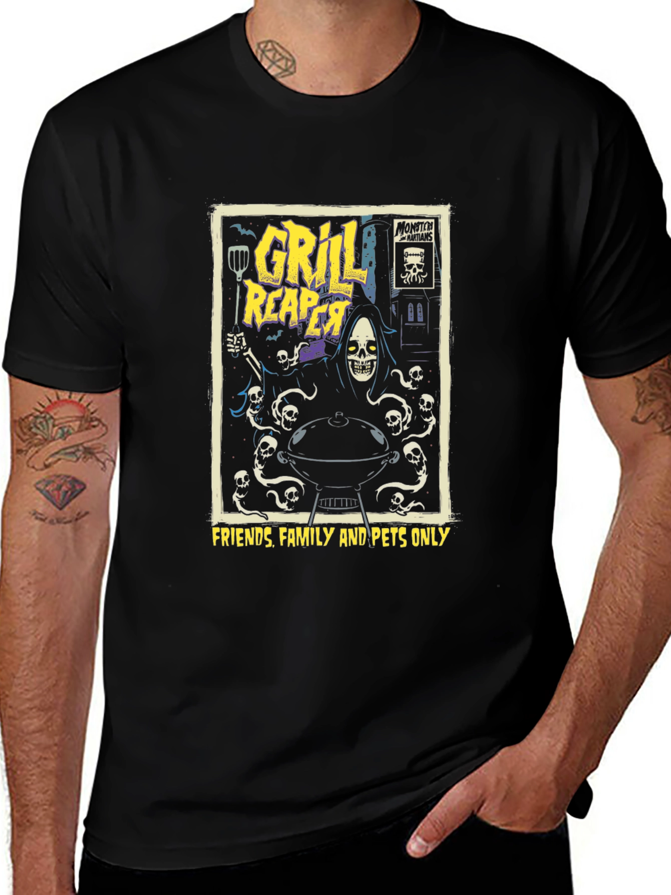 Variant 21 of Grill Reaper T-Shirt - Friends, Family and Pets BBQ