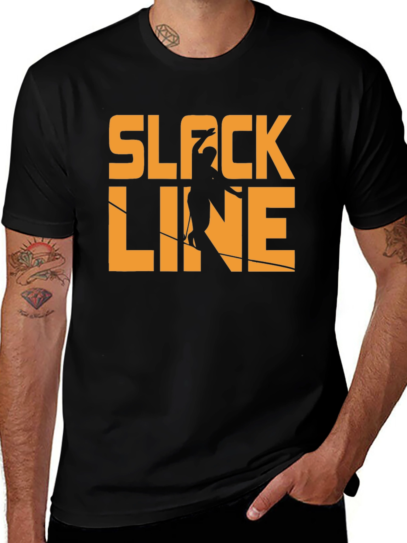 Black Slackline T-Shirt: Balance & Style main image