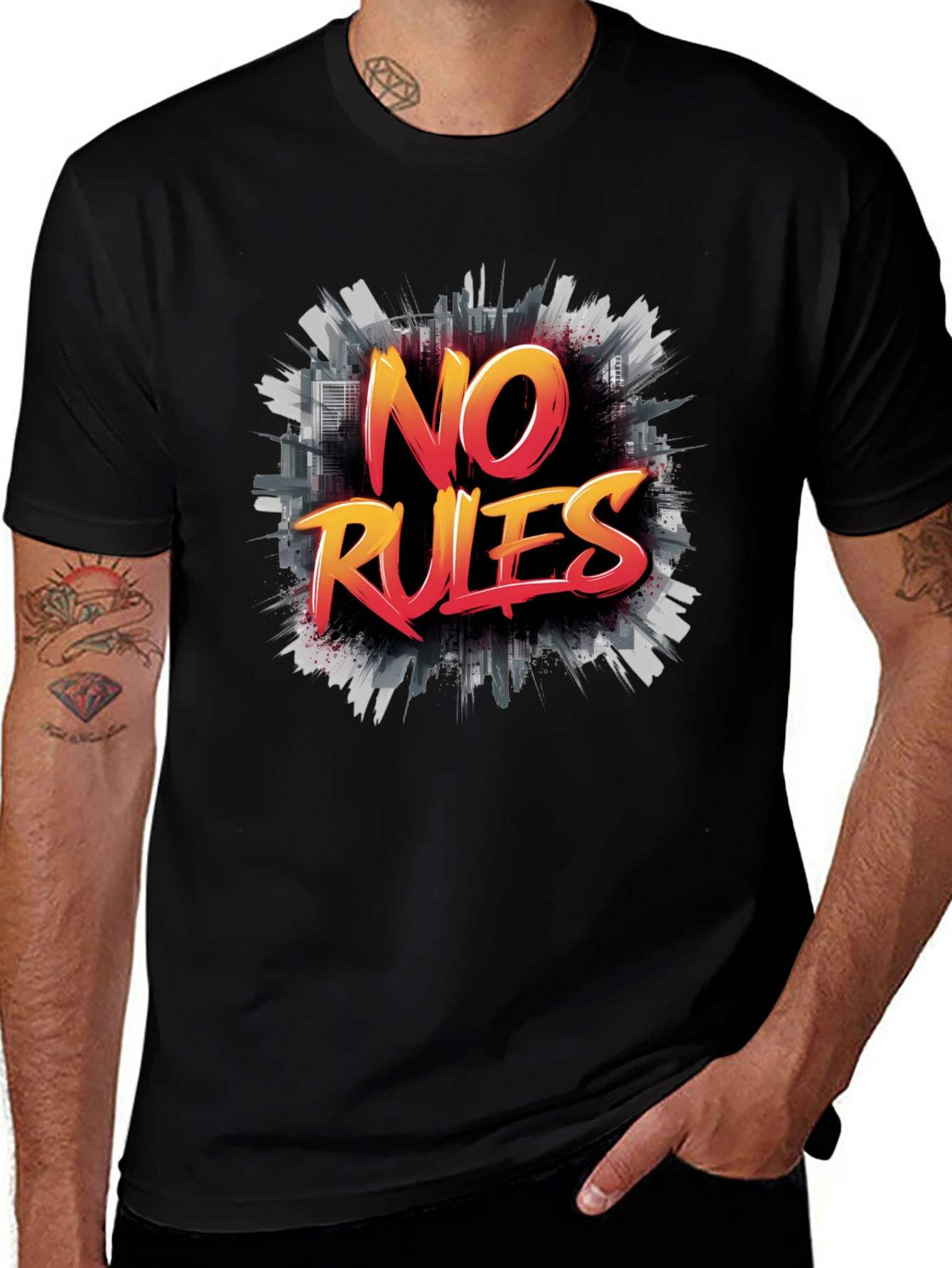 Variant 23 of No Rules Graphic Tee - Men's Black T-Shirt