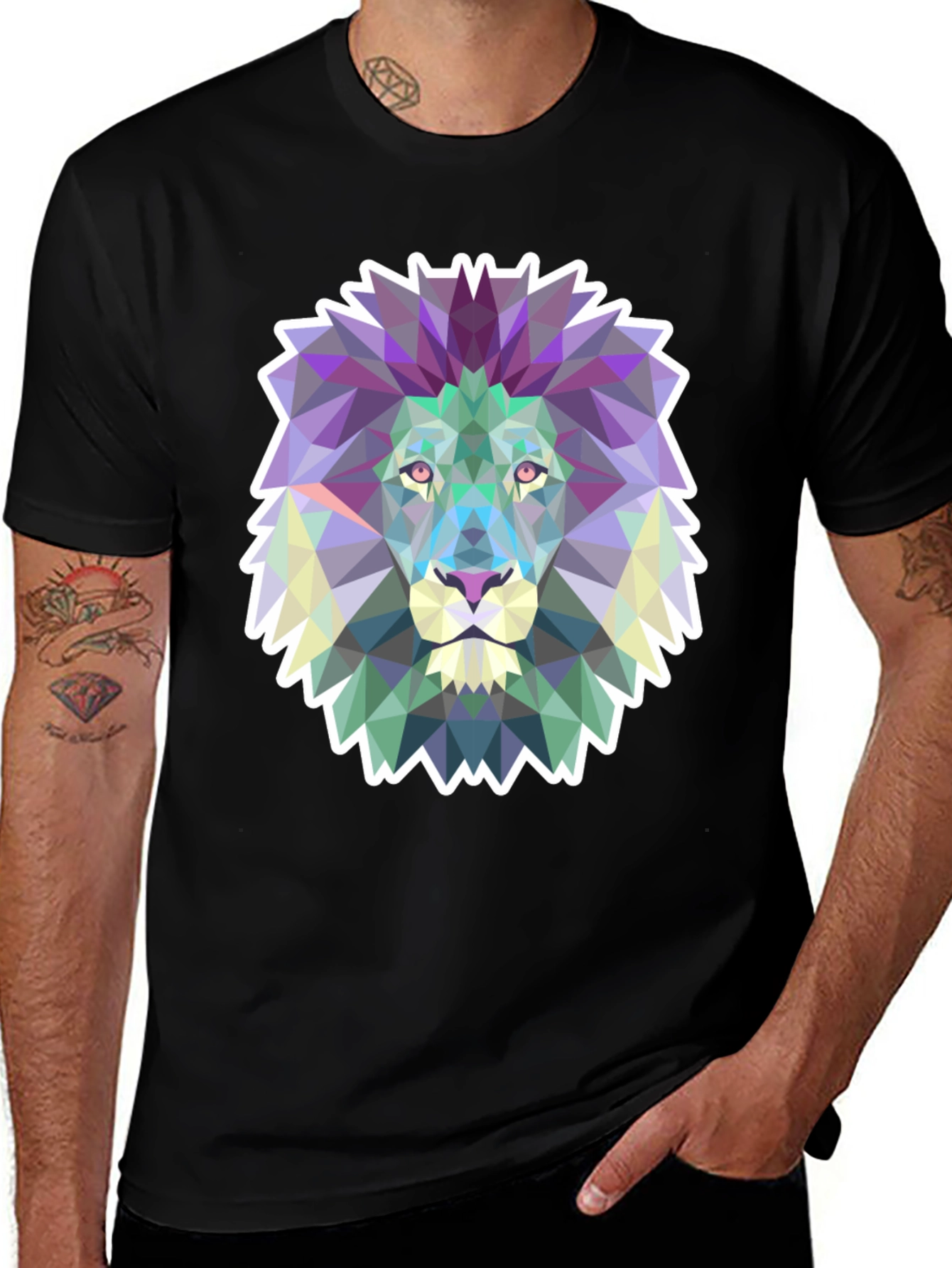 Variant 25 of Geometric Lion Graphic Tee - Modern Style