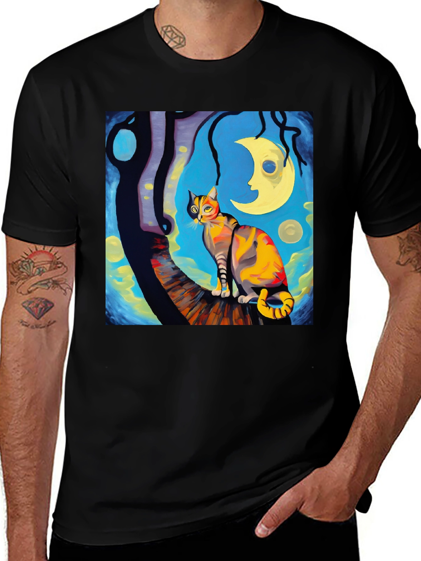 Variant 16 of Starry Night Cat T-Shirt