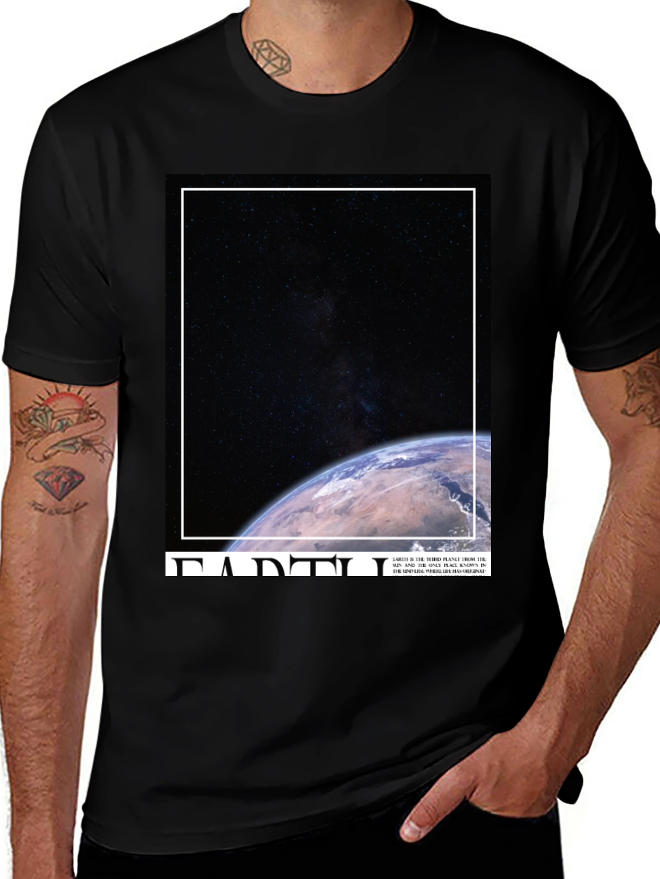 Variant 12 of Earth Graphic Tee - Black Cotton Blend