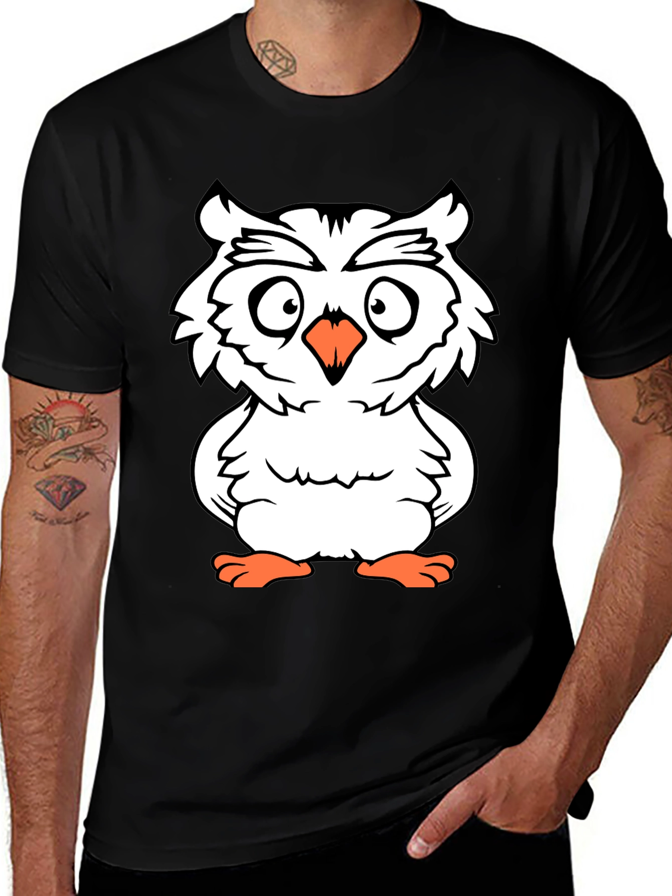 Variant 27 of Owl Graphic Tee - Black Cotton T-Shirt