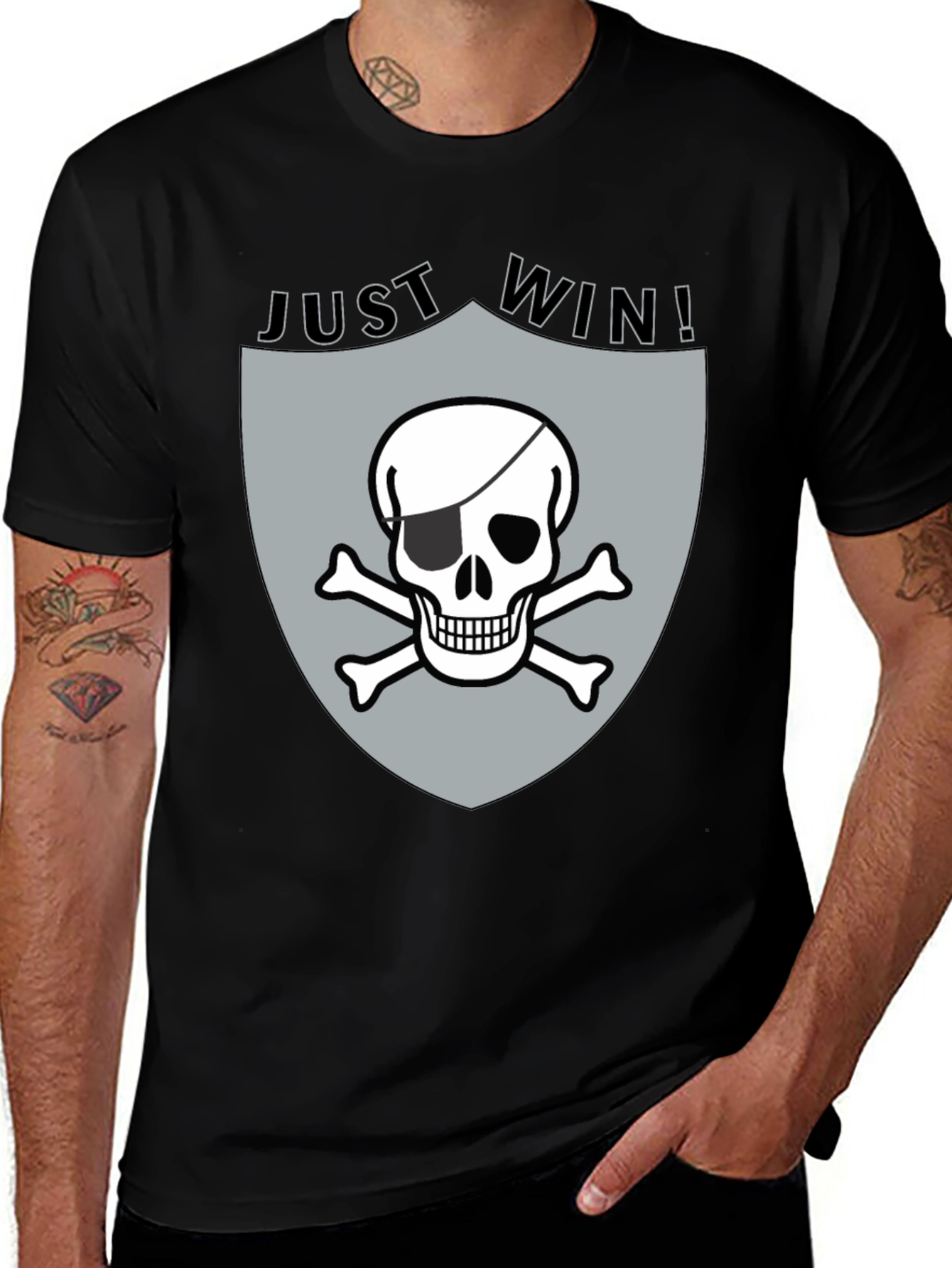 Variant 24 of Just Win Pirate Skull Graphic Tee