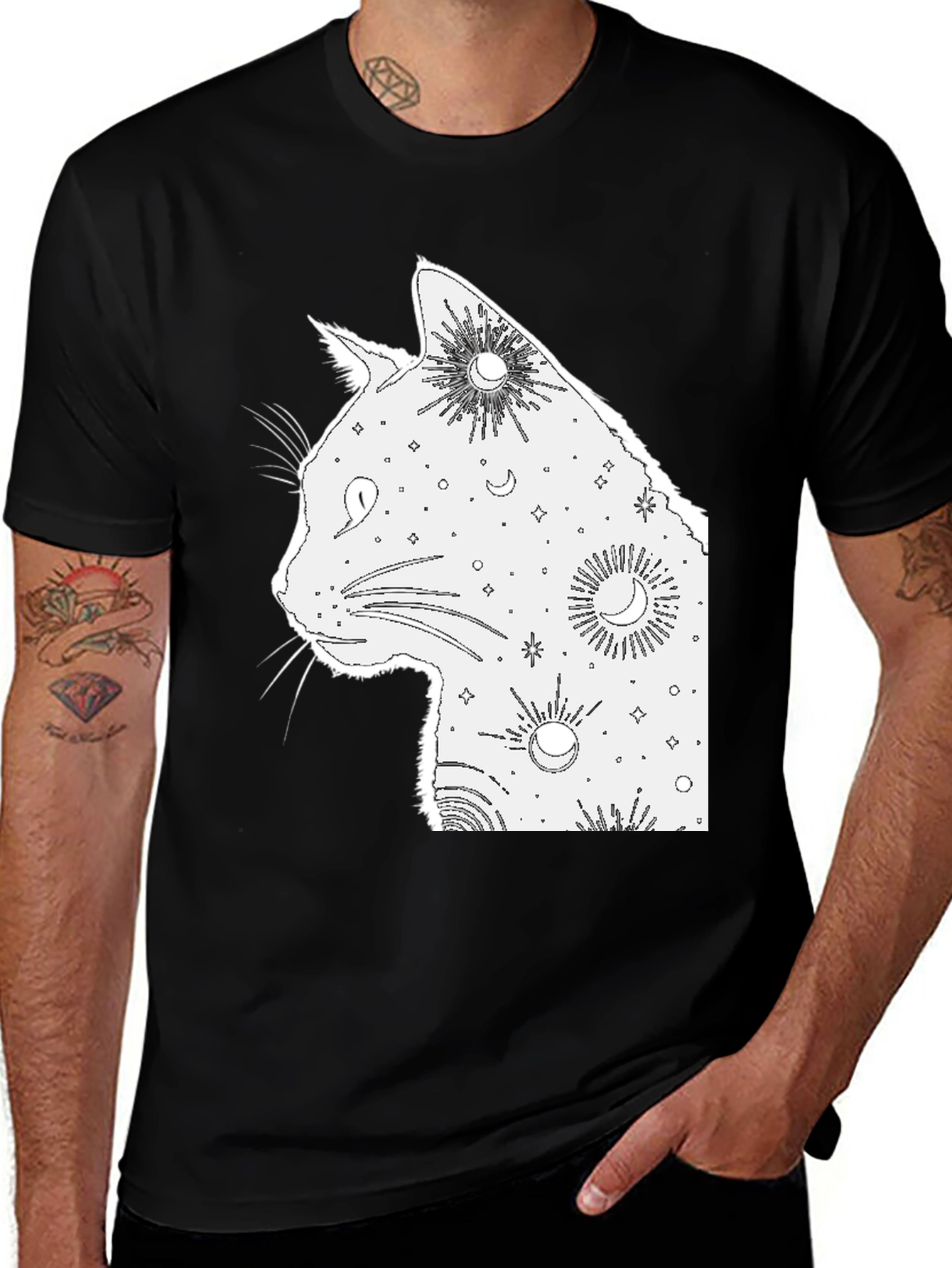 Variant 25 of Celestial Cat T-Shirt - Stylish & Unique Design