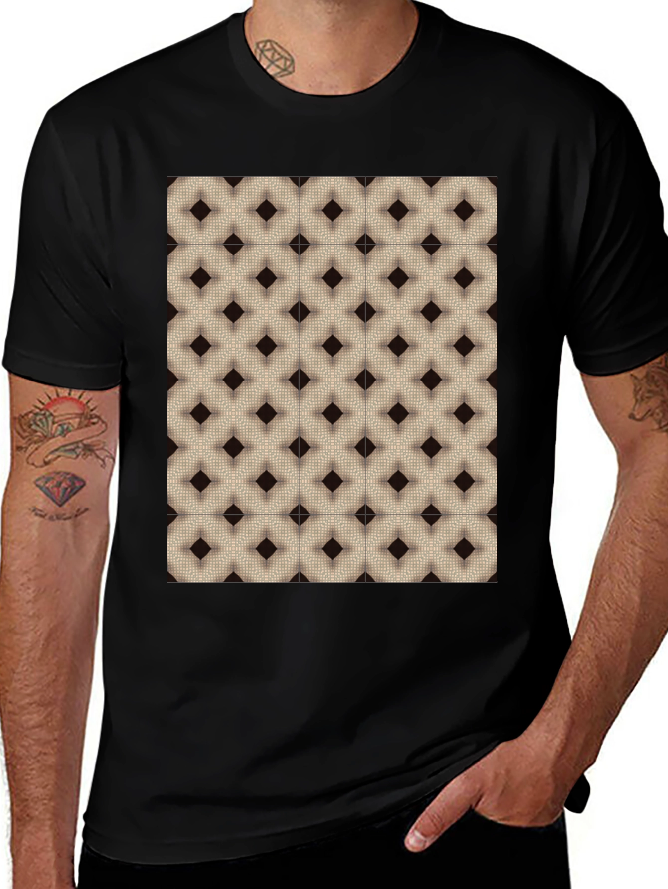 Black Geometric Pattern Black T-Shirt main image