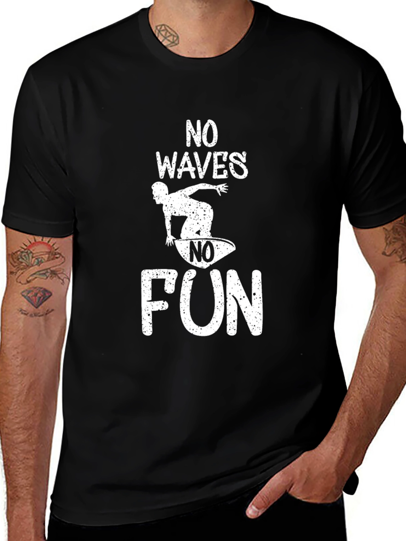 No Waves No Fun Graphic Tee - Surfing T-Shirt