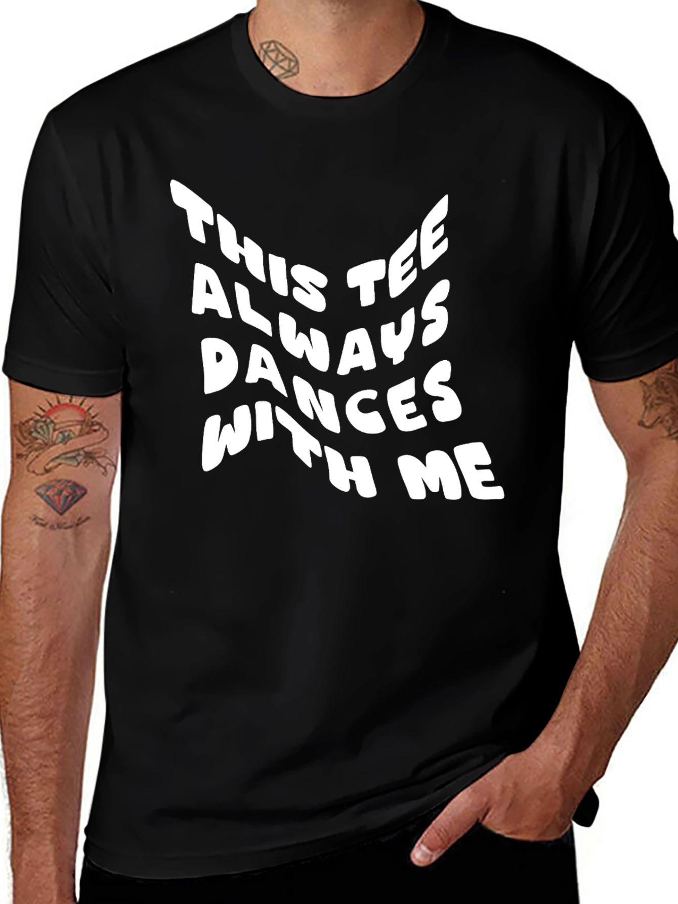 Variant 5 of Dance With Me Graphic Tee - Black Cotton T-Shirt