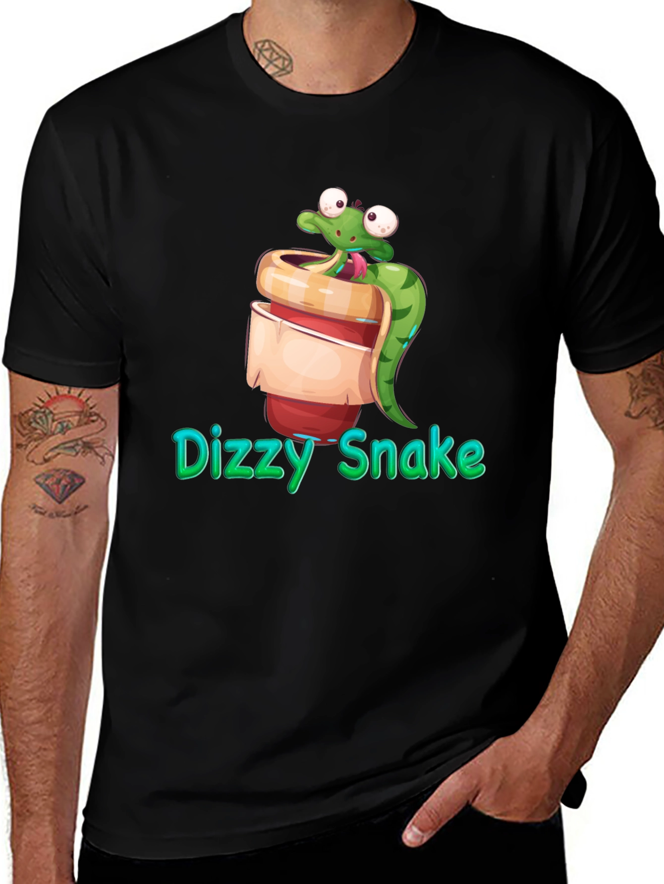 Variant 4 of Dizzy Snake Cartoon Graphic Tee