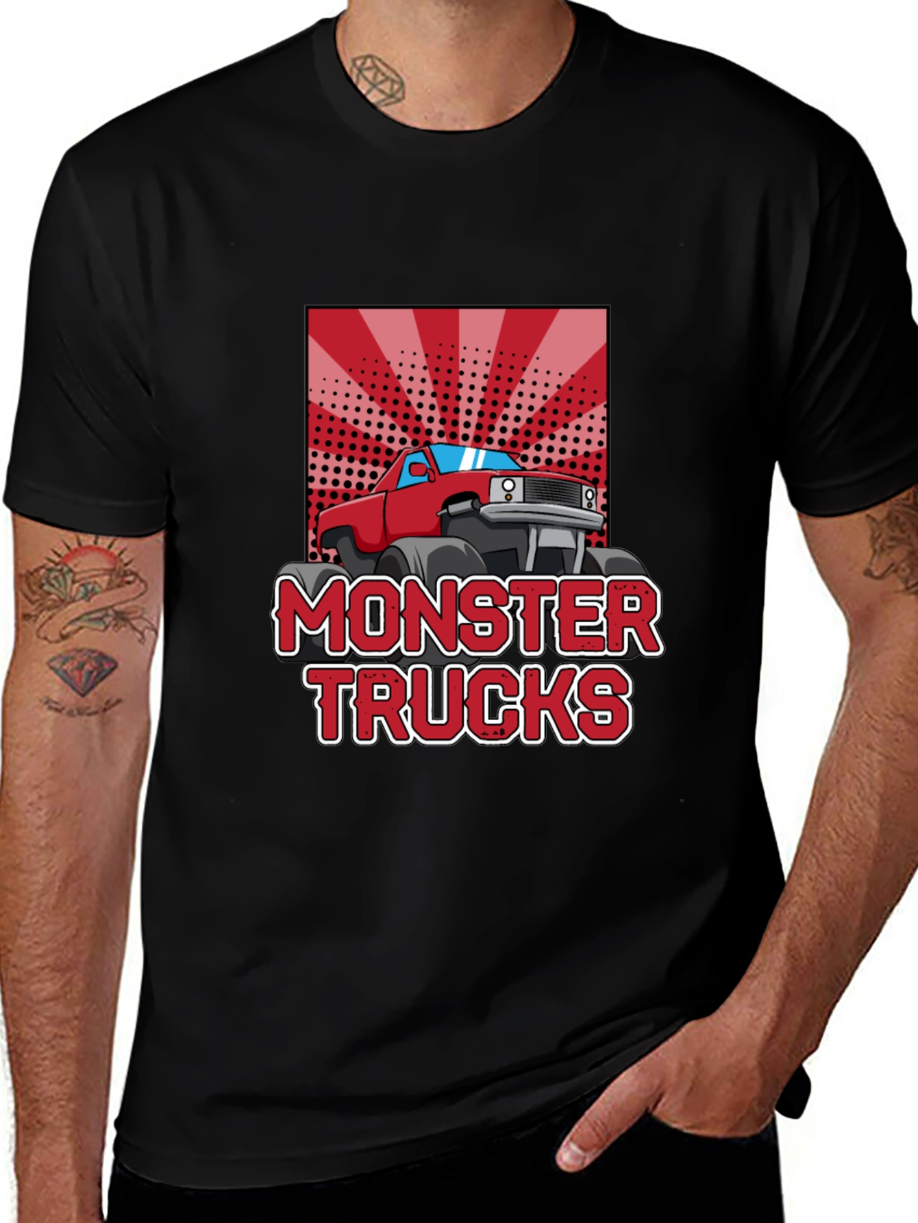 Variant 8 of Monster Trucks Graphic Tee - Black Cotton T-Shirt