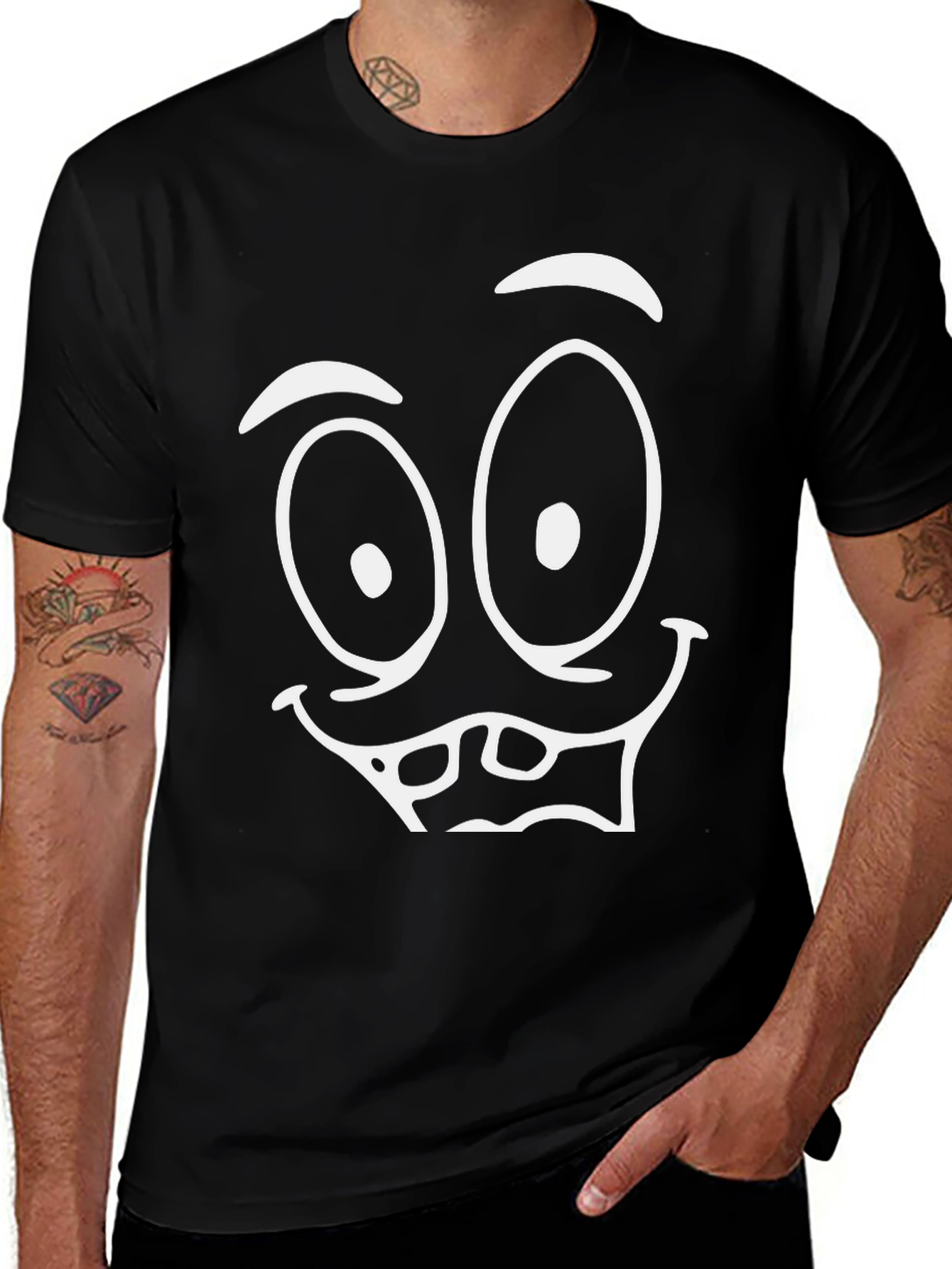 Variant 7 of Funny Face Graphic Tee - Black Cotton T-Shirt