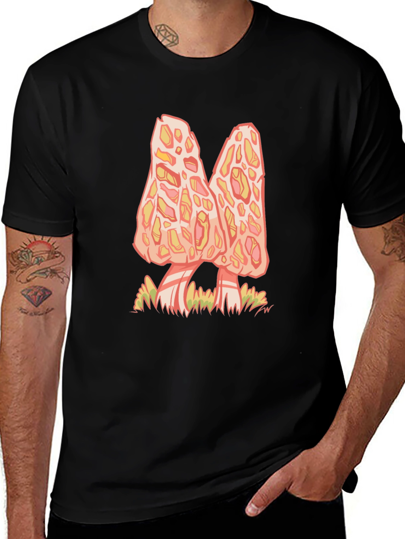 Variant 20 of Mushroom Graphic Tee - Quirky Black T-Shirt