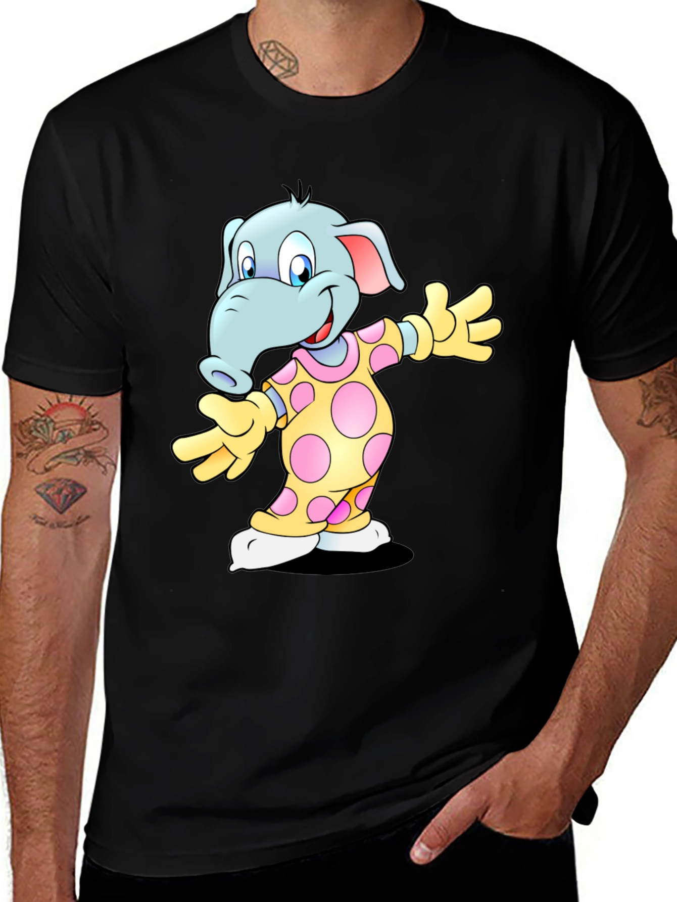 Variant 19 of Cartoon Elephant Black T-Shirt