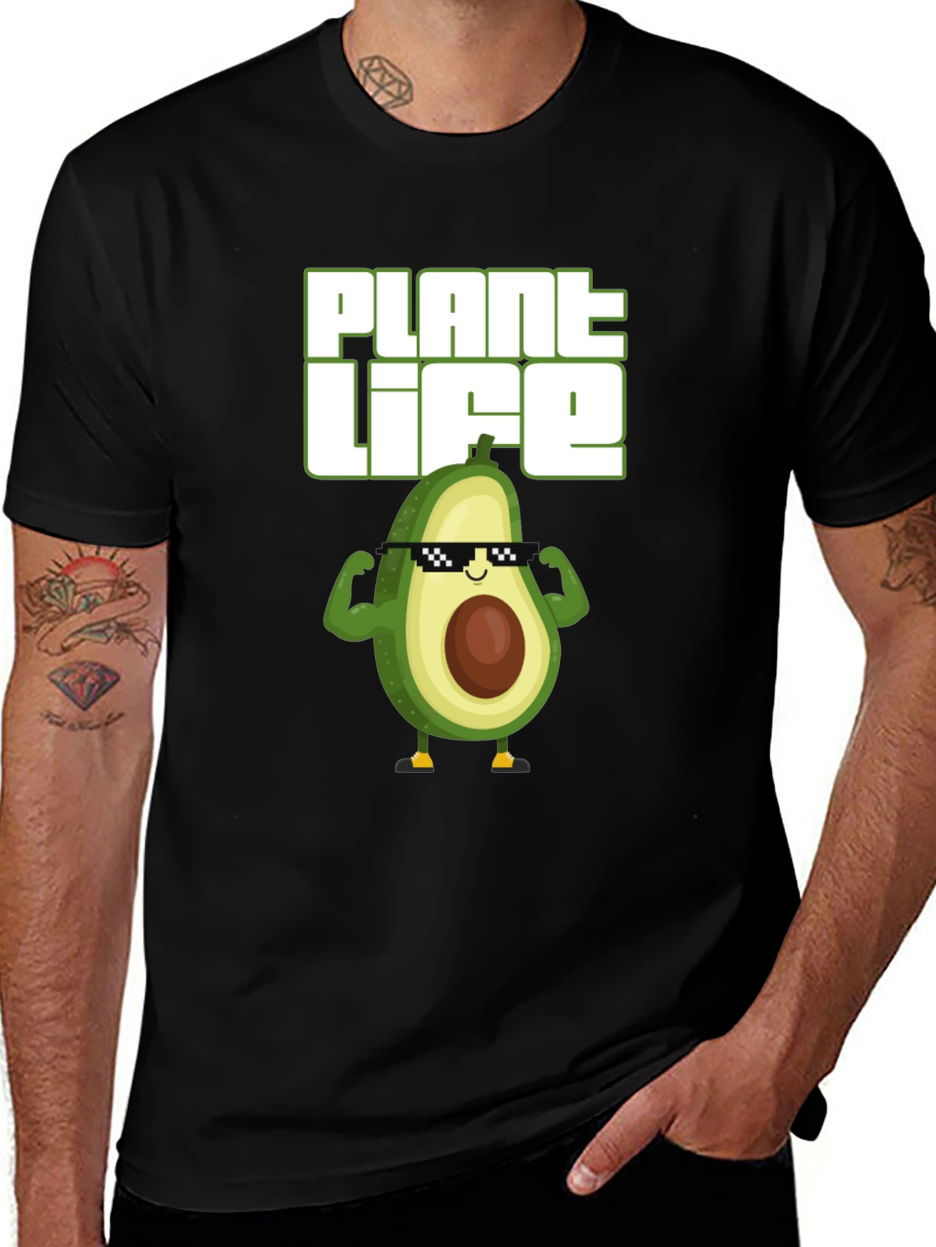 Variant 14 of Plant Life Avocado Muscle T-Shirt - Funny Vegan Tee