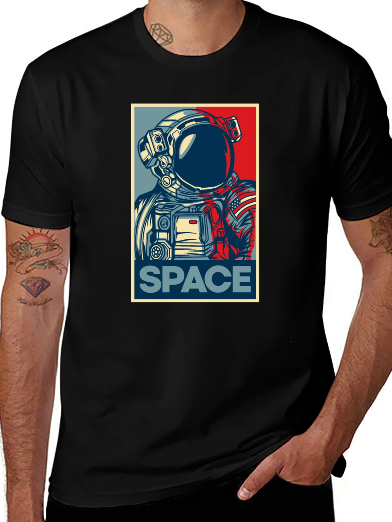 Variant 29 of Space Astronaut Graphic Print Crew Neck T-Shirt