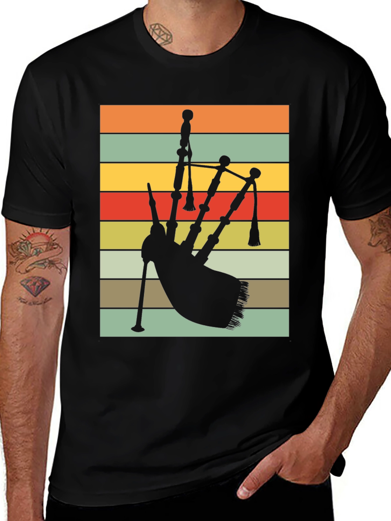 Variant 14 of Retro Bagpipe Silhouette T-Shirt