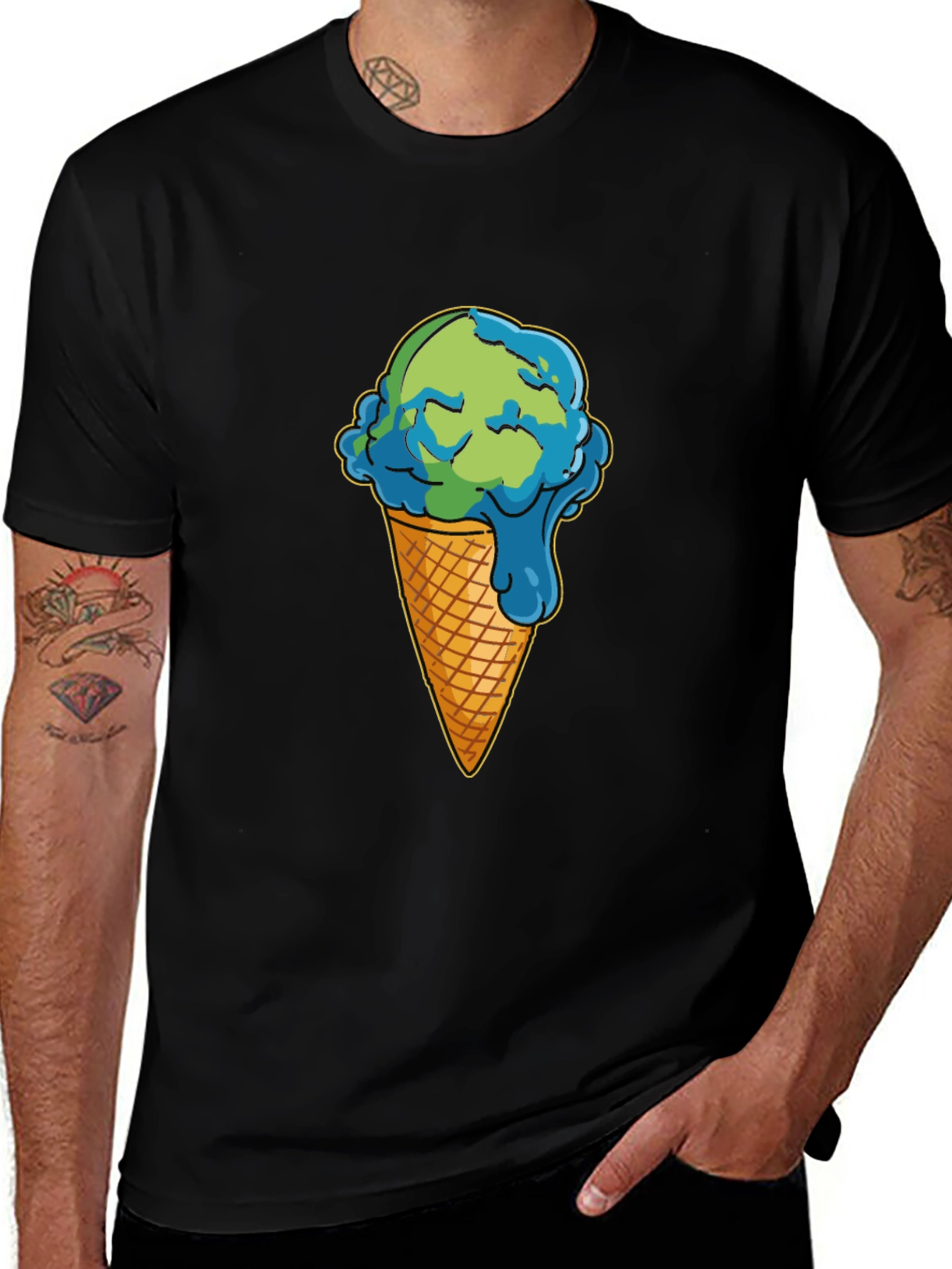 Variant 28 of Earth Ice Cream Cone T-Shirt