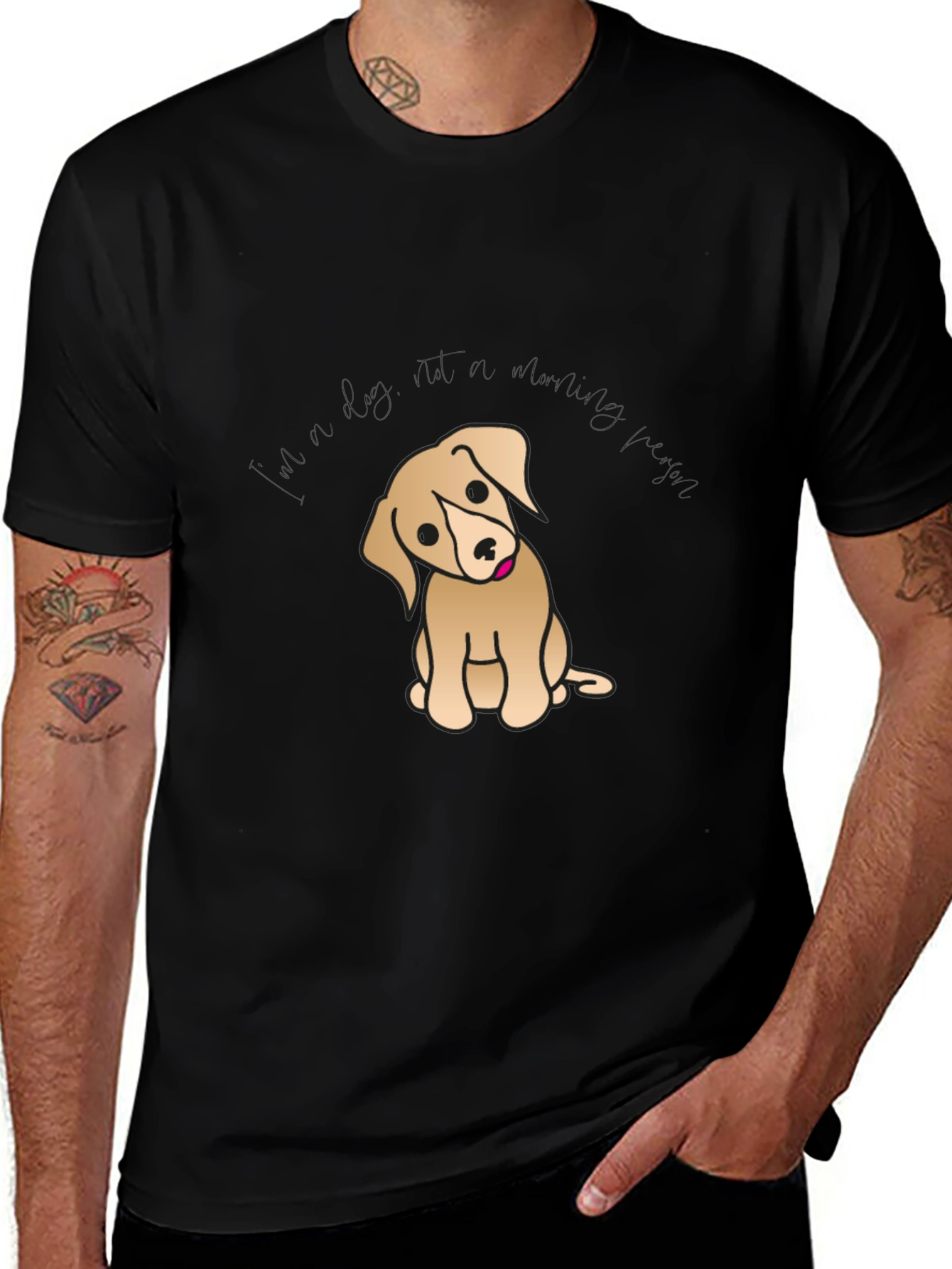 Variant 14 of Cute Puppy Graphic T-Shirt - Black Cotton Tee