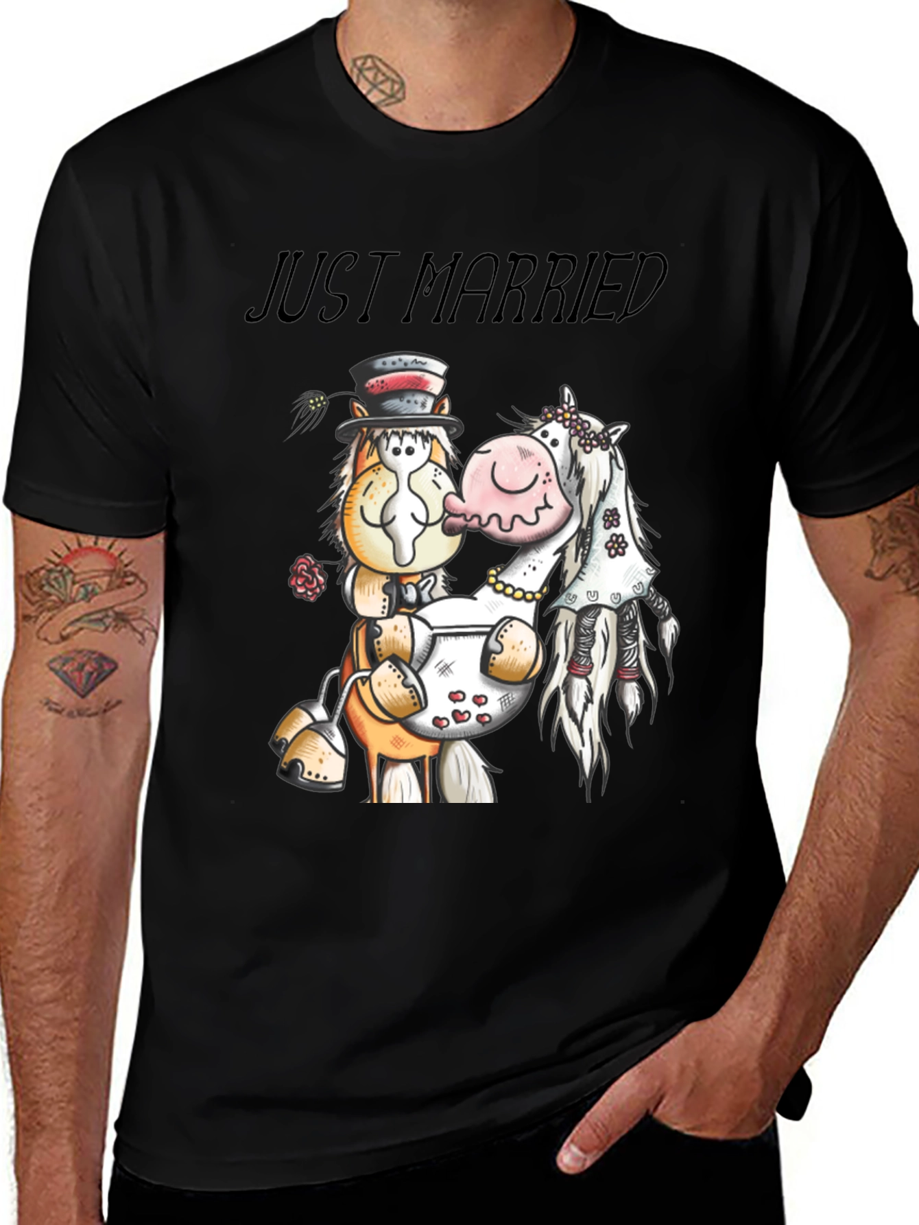 Variant 5 of Just Married Horse T-Shirt