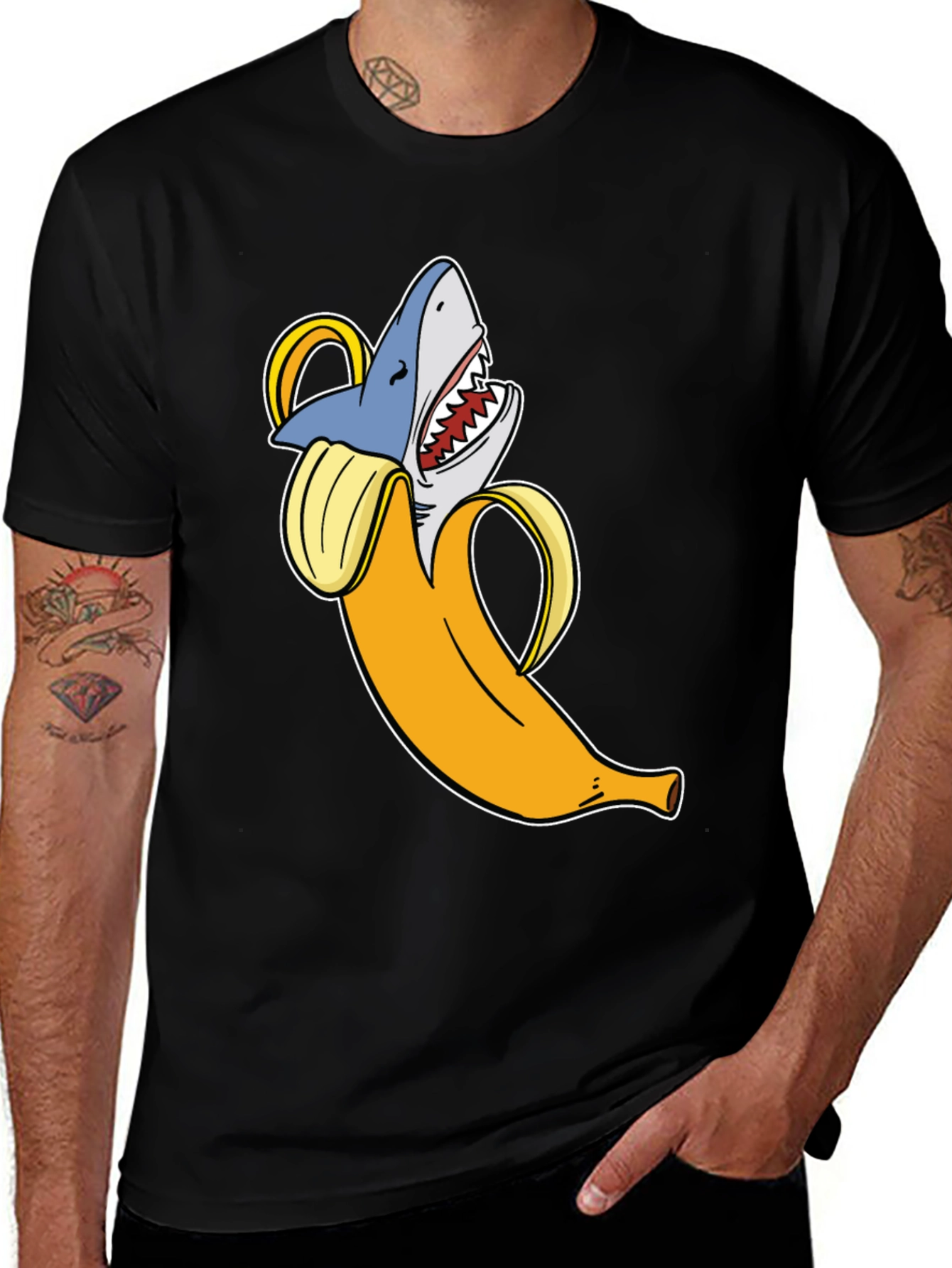 Variant 20 of Banana Shark Graphic T-Shirt - Novelty Humor Tee