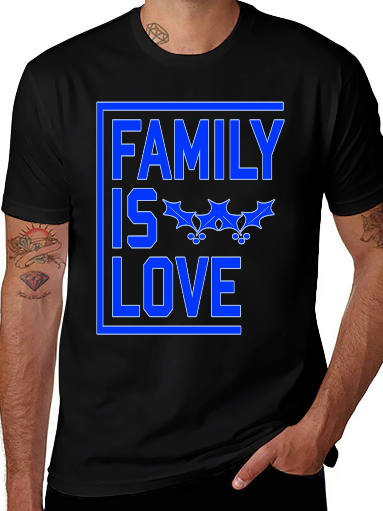Variant 9 of Family is Love Graphic Tee - Black Cotton Blend