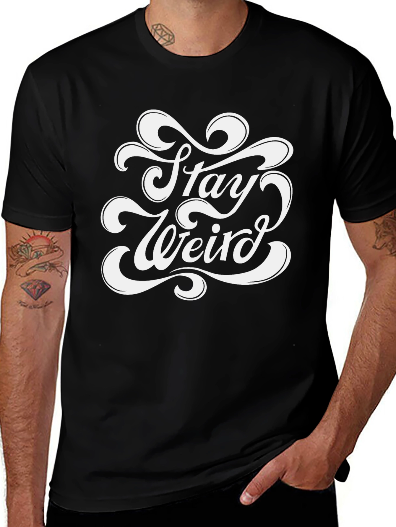 Variant 4 of Stay Weird Graphic Tee - Men's Black T-Shirt
