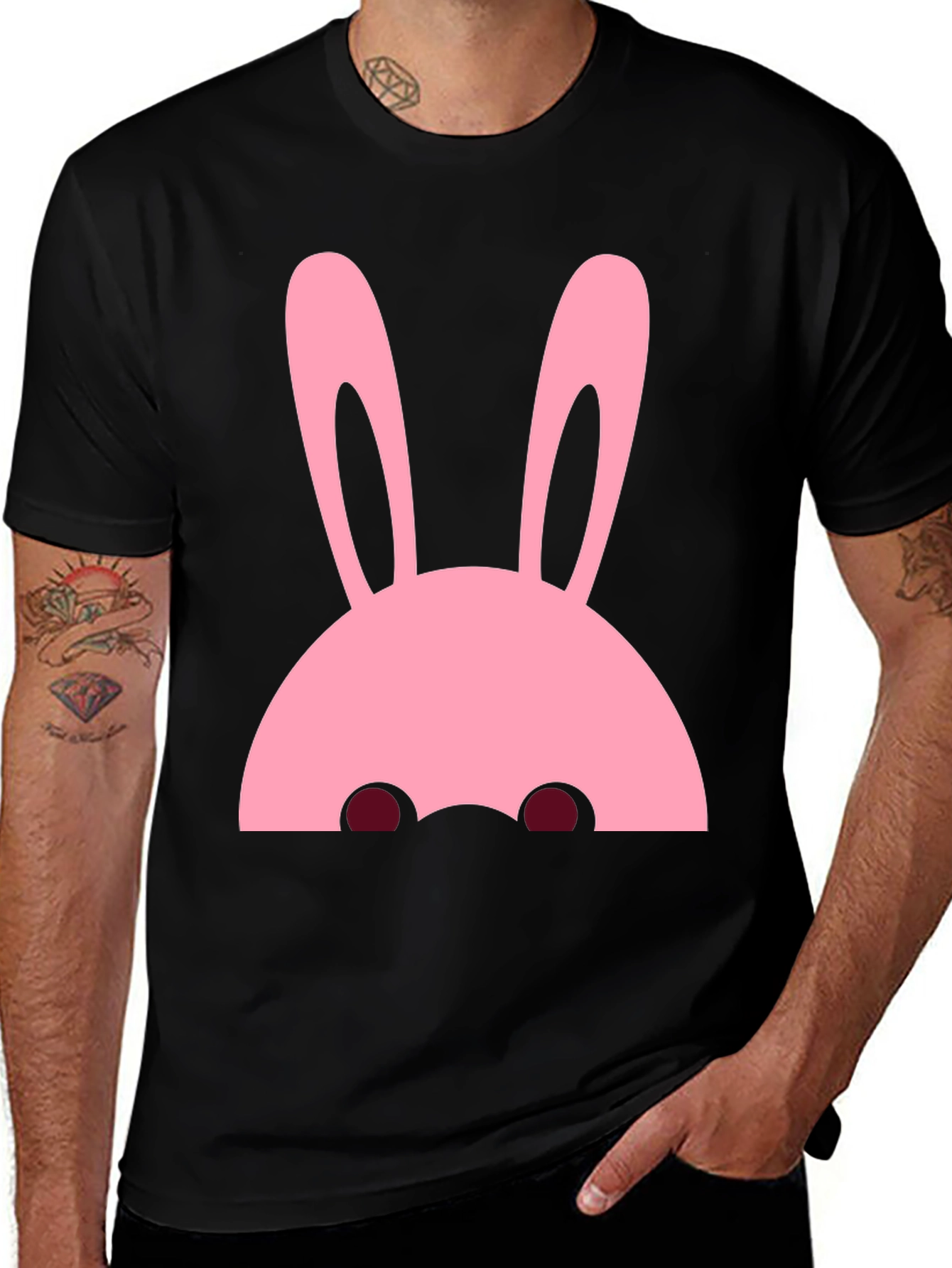 Variant 20 of Bunny Peeking Black T-Shirt