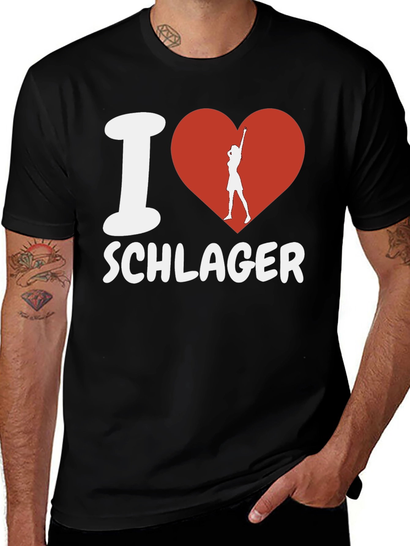 I Love Schlager T-Shirt - Black Cotton Tee