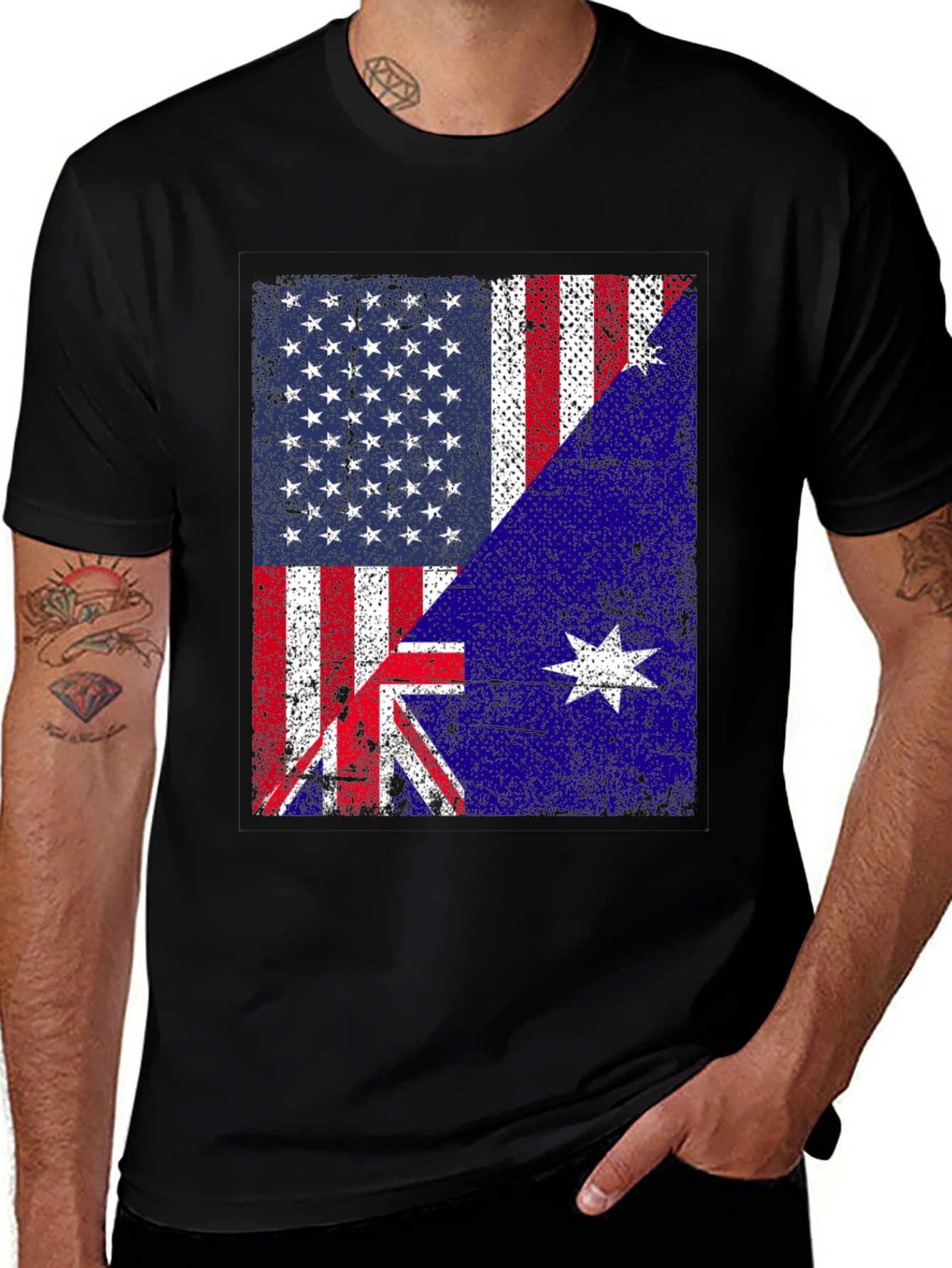 US Australia Flag Graphic T-Shirt
