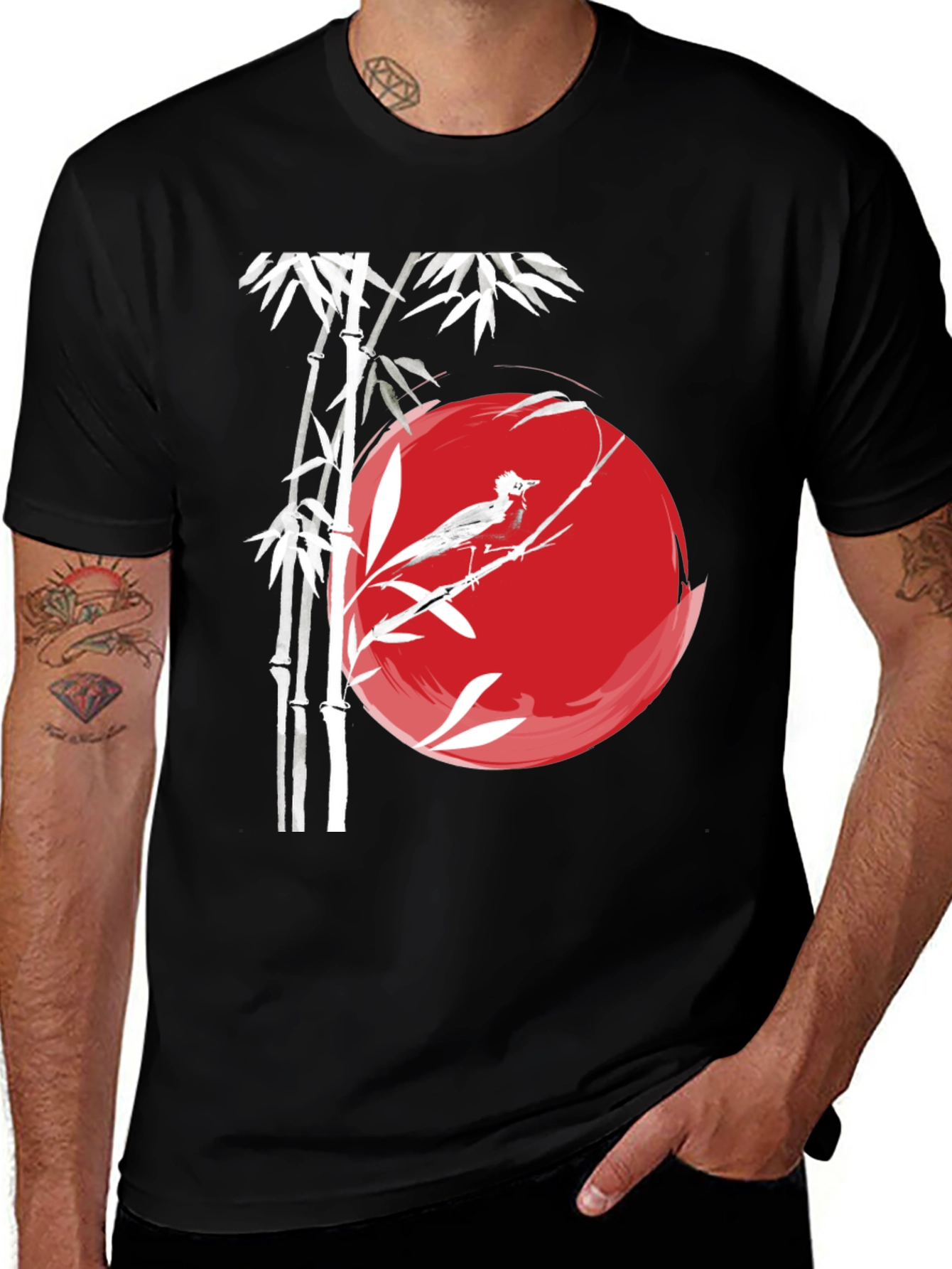 Variant 6 of Zen Bird Bamboo Graphic Tee - Black