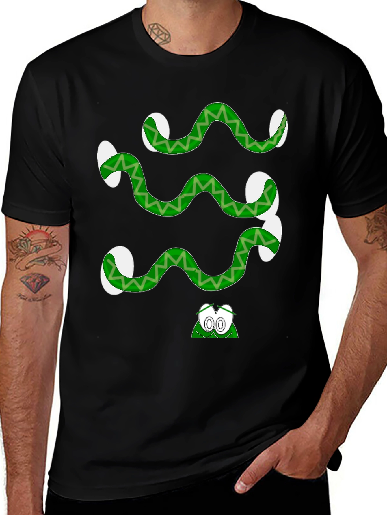 Variant 10 of Cartoon Snake Graphic Tee - Quirky Style