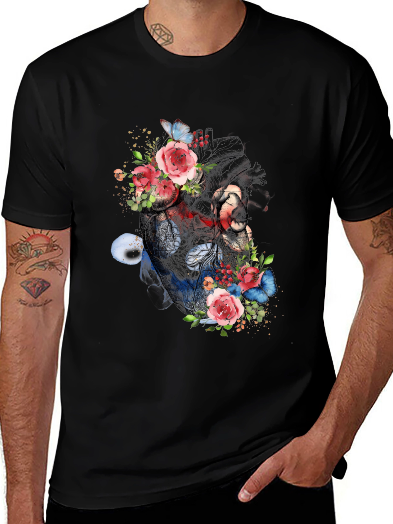 Variant 17 of Floral Heart Graphic T-Shirt - Unique Art Tee