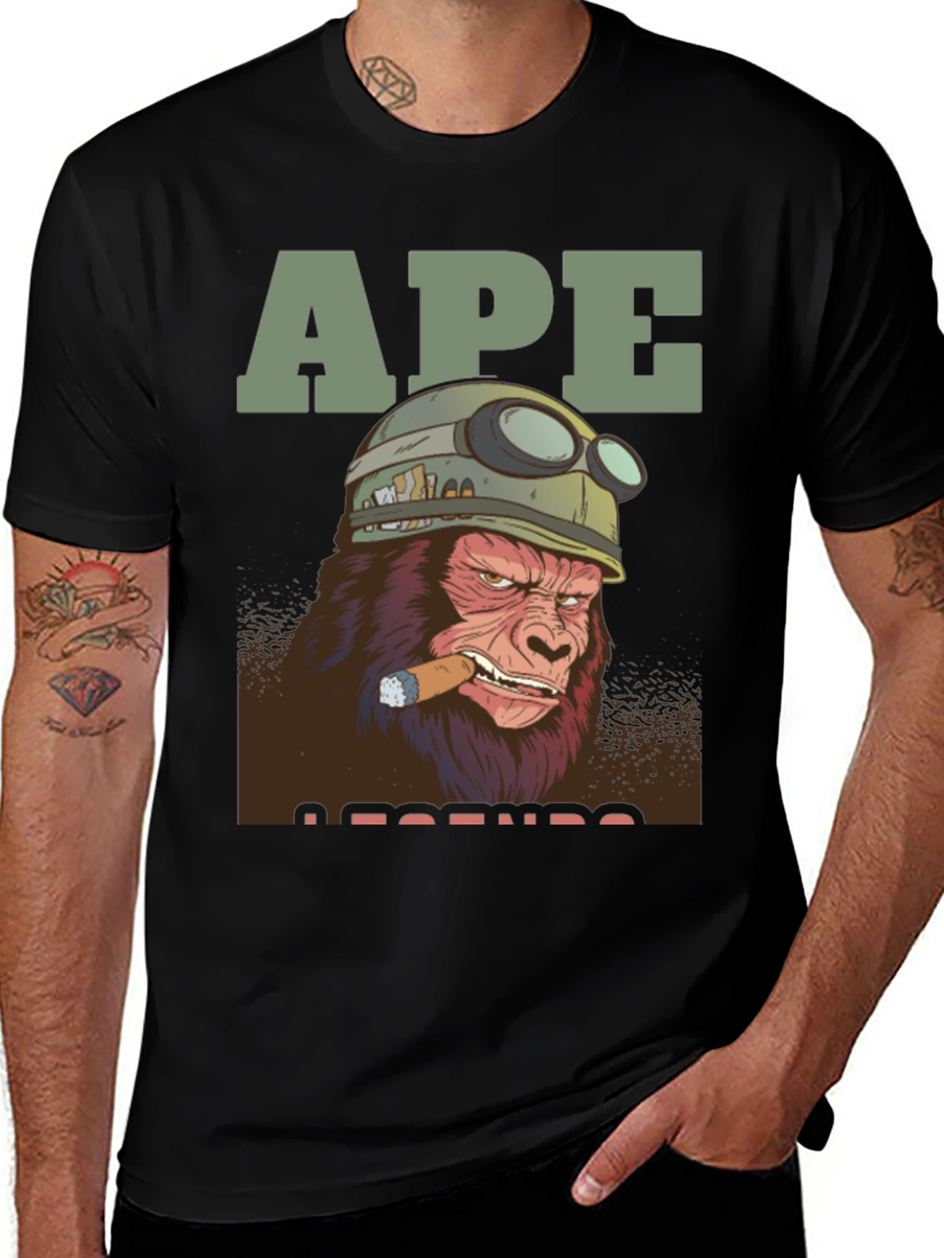 Variant 26 of Ape Legends Graphic T-Shirt - Cigar & Helmet