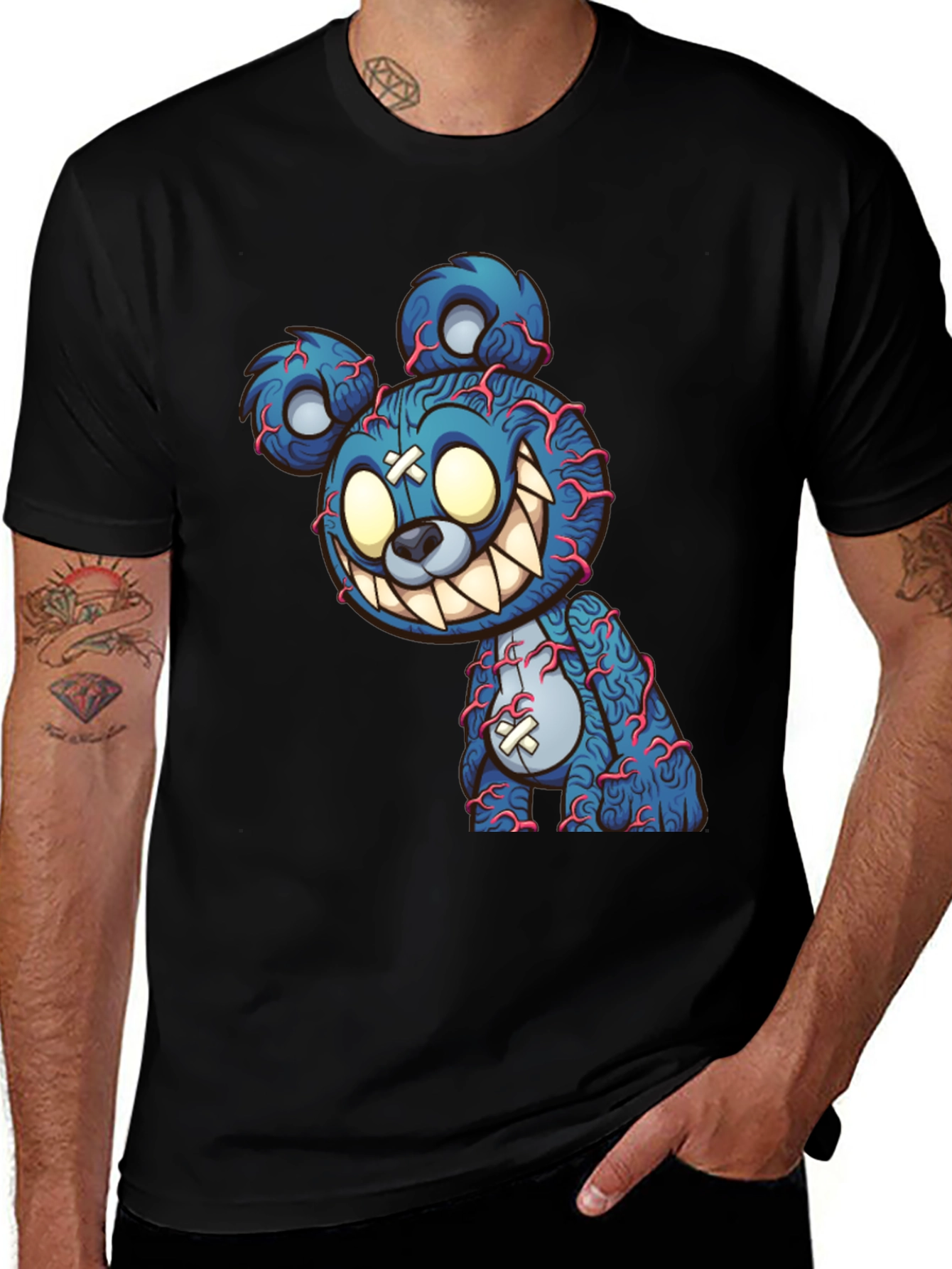 Variant 17 of Creepy Cartoon Bear Graphic Tee