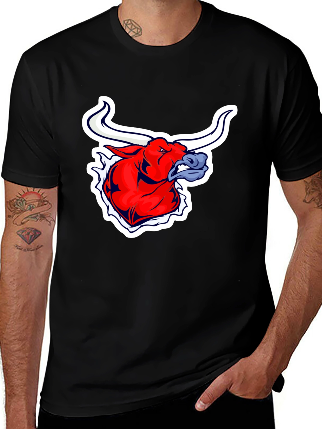 Variant 19 of Bull Graphic Black T-Shirt