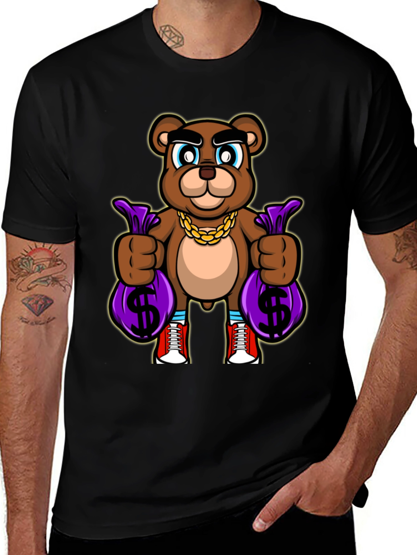 Variant 26 of Money Bear Graphic Tee - Black