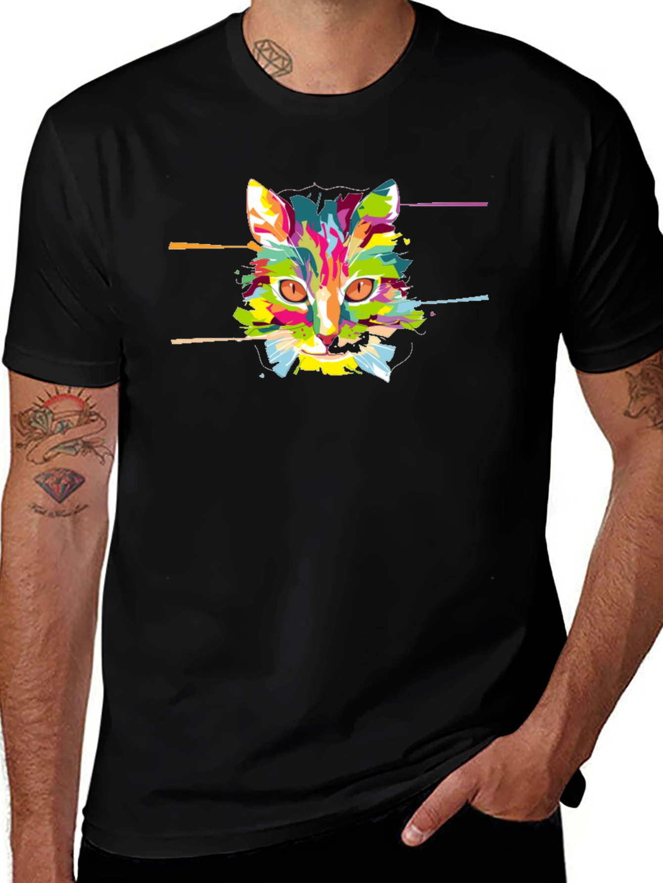 Variant 20 of Abstract Cat T-Shirt - Colorful Graphic Tee
