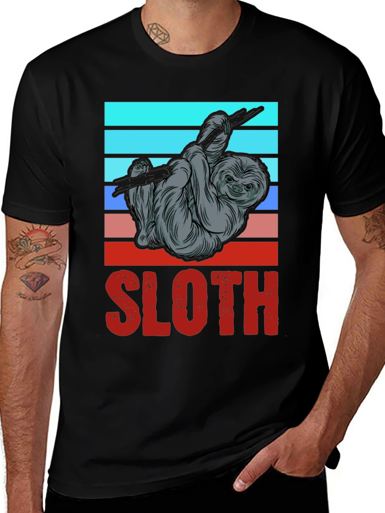 Variant 6 of Retro Sloth Graphic Tee - Casual Comfort