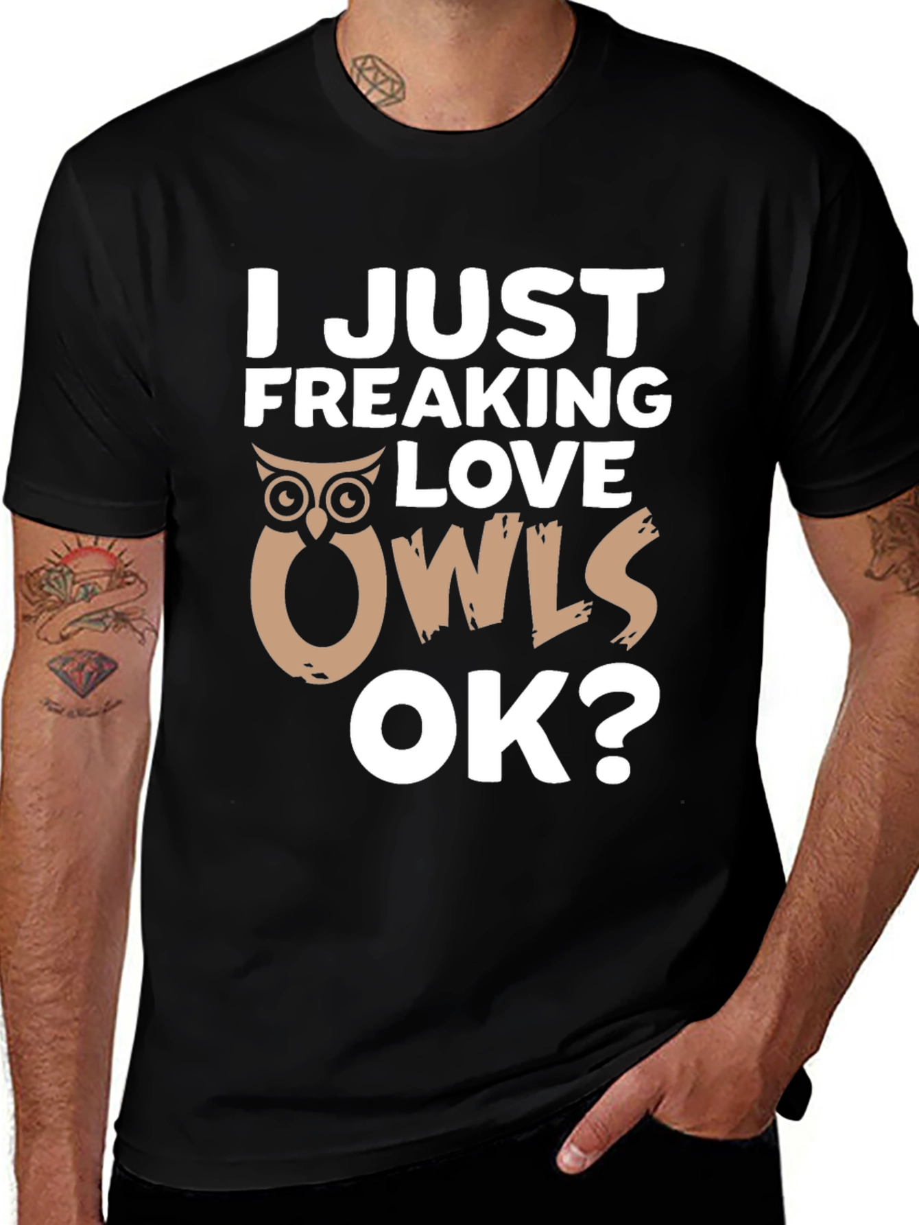 Variant 2 of I Love Owls Funny Men's T-Shirt