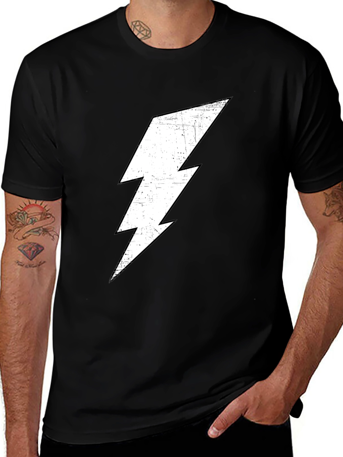 Variant 13 of Black T-Shirt with Lightning Bolt Graphic