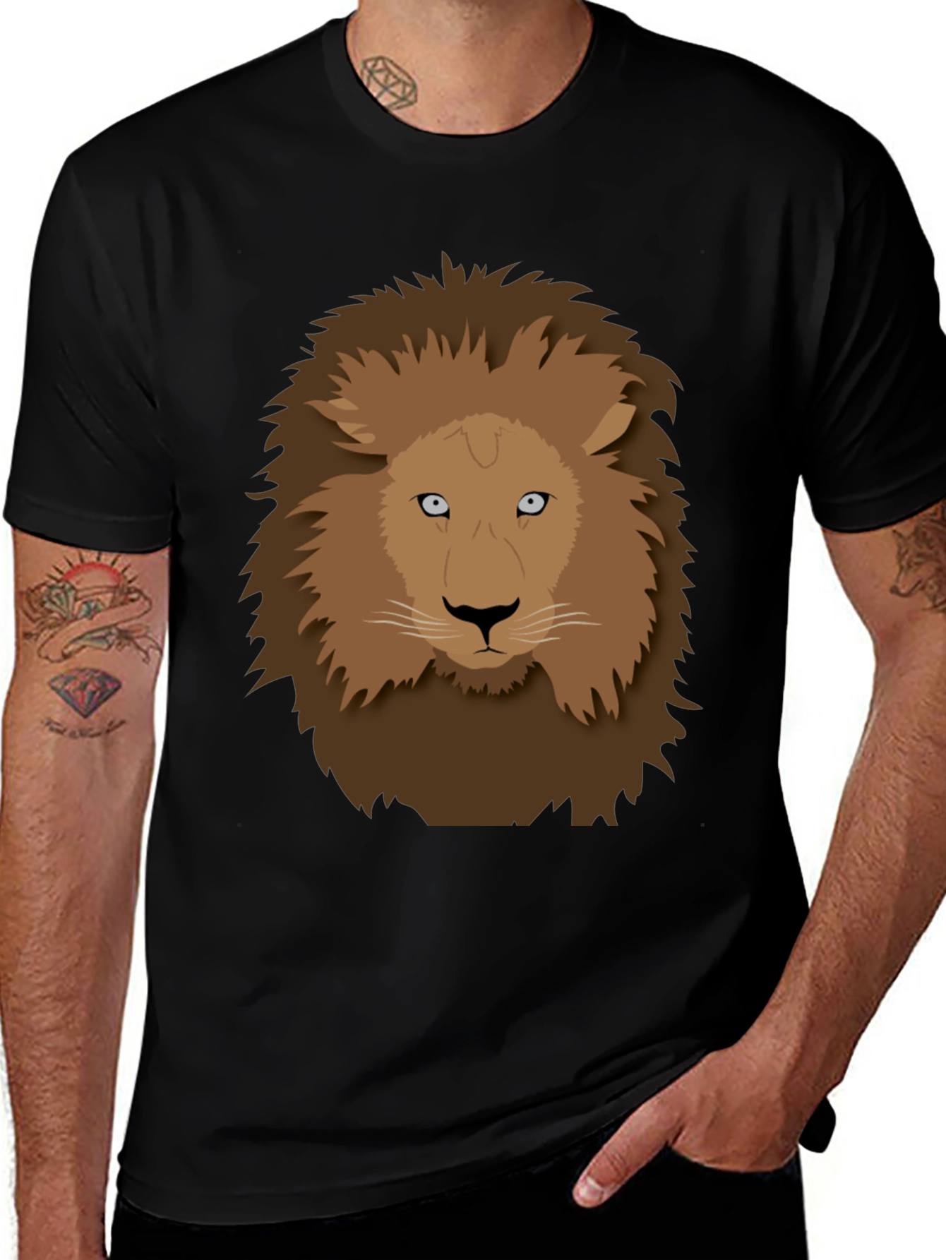 Variant 7 of Lion Graphic Print Men's T-Shirt - Black
