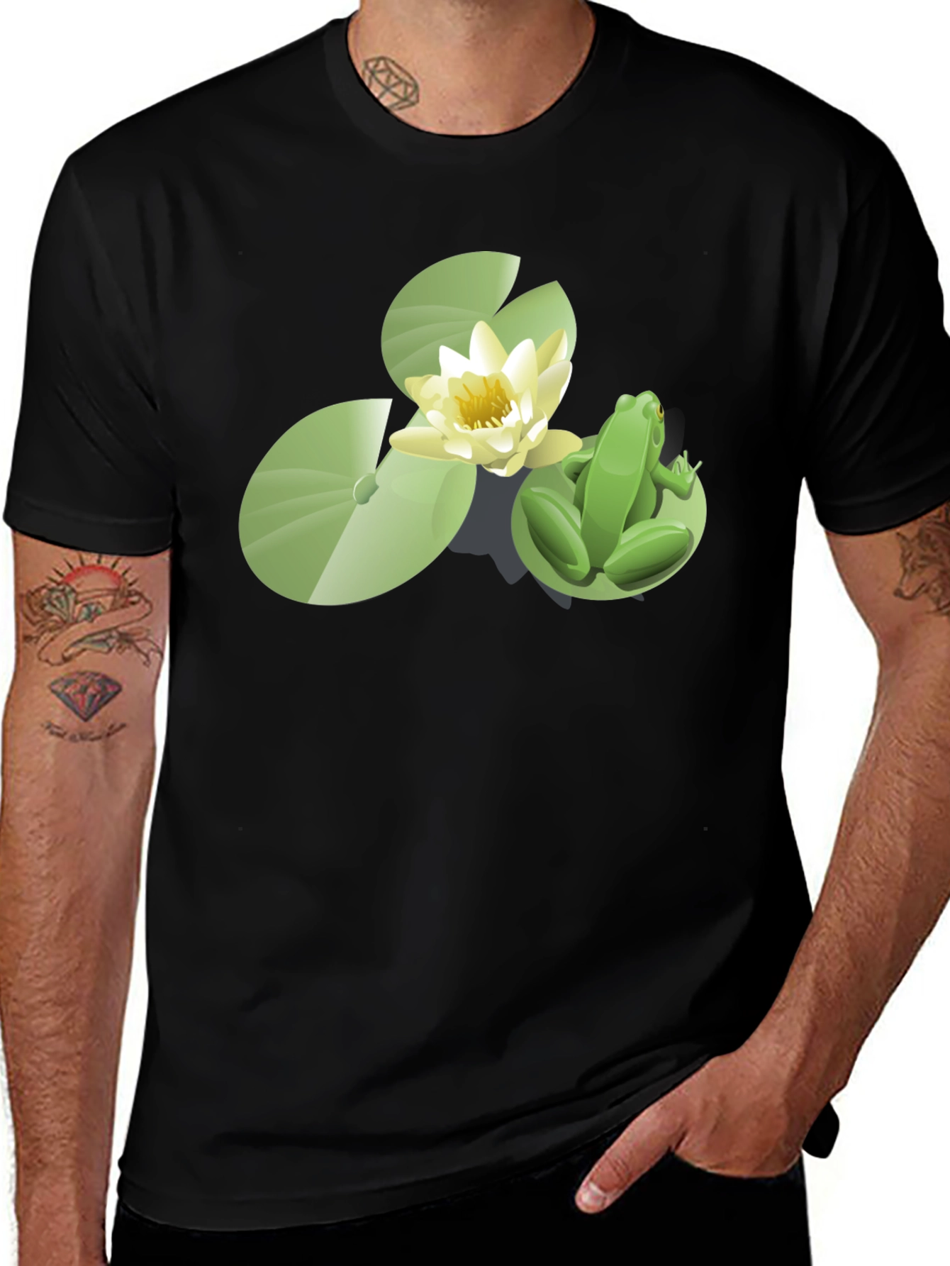 Variant 13 of Frog & Lily Pad T-Shirt - Black