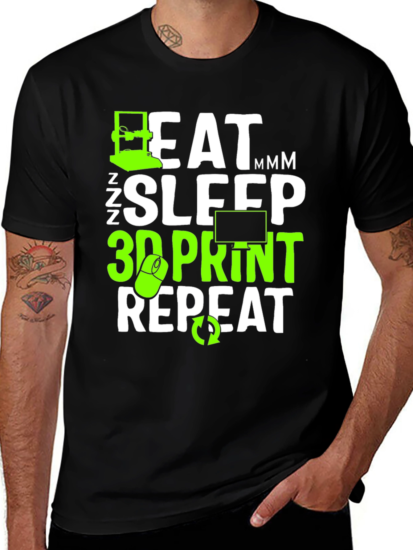 Variant 26 of Eat Sleep 3D Print Repeat T-Shirt